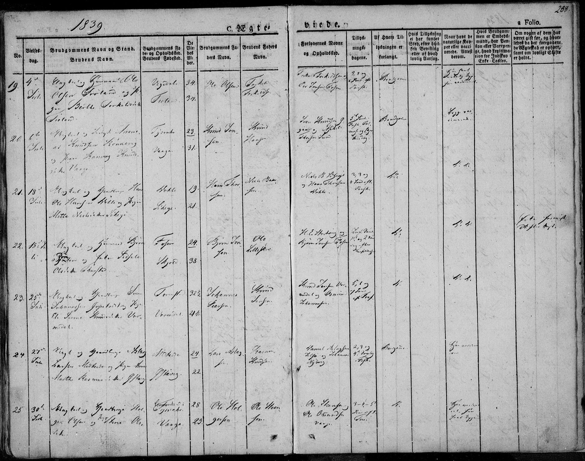 Avaldsnes sokneprestkontor, SAST/A -101851/H/Ha/Haa/L0005: Parish register (official) no. A 5.1, 1825-1841, p. 288