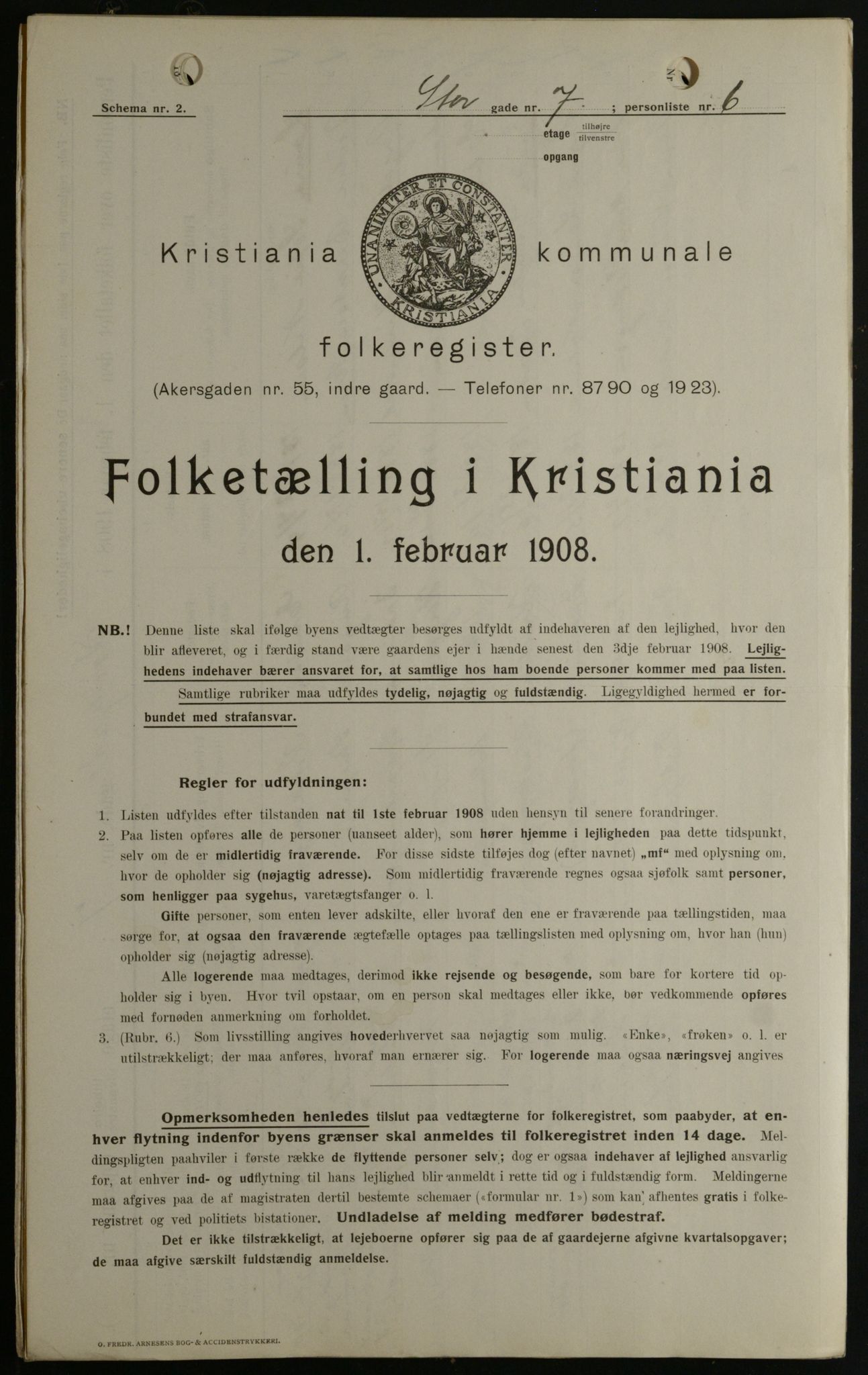 OBA, Municipal Census 1908 for Kristiania, 1908, p. 92496