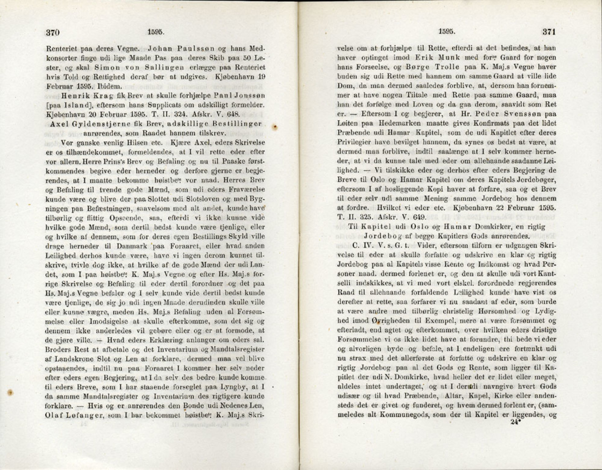 Publikasjoner utgitt av Det Norske Historiske Kildeskriftfond, PUBL/-/-/-: Norske Rigs-Registranter, bind 3, 1588-1602, p. 370-371