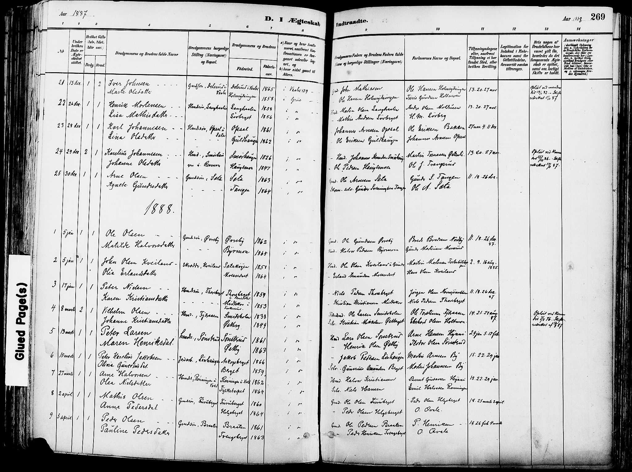 Grue prestekontor, SAH/PREST-036/H/Ha/Haa/L0012: Parish register (official) no. 12, 1881-1897, p. 269