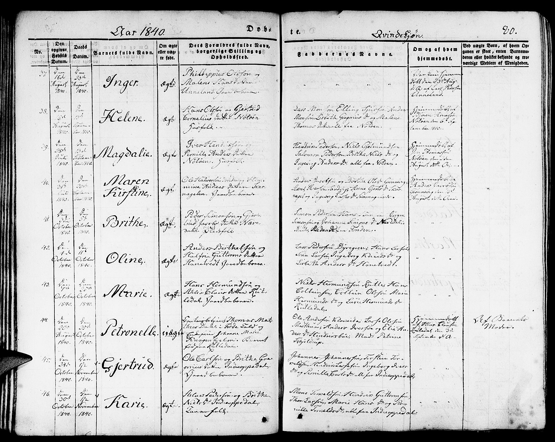 Gulen sokneprestembete, AV/SAB-A-80201/H/Haa/Haaa/L0020: Parish register (official) no. A 20, 1837-1847, p. 80