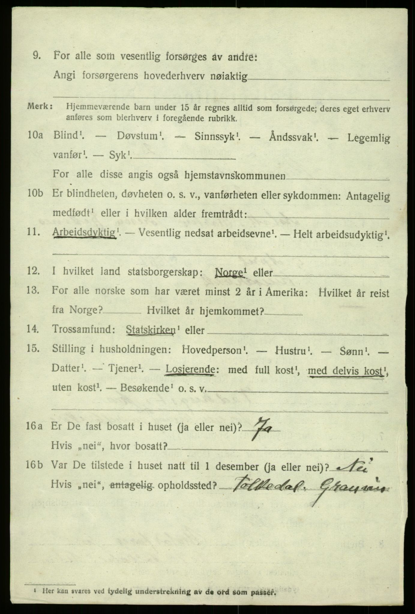 SAB, 1920 census for Kinsarvik, 1920, p. 2865