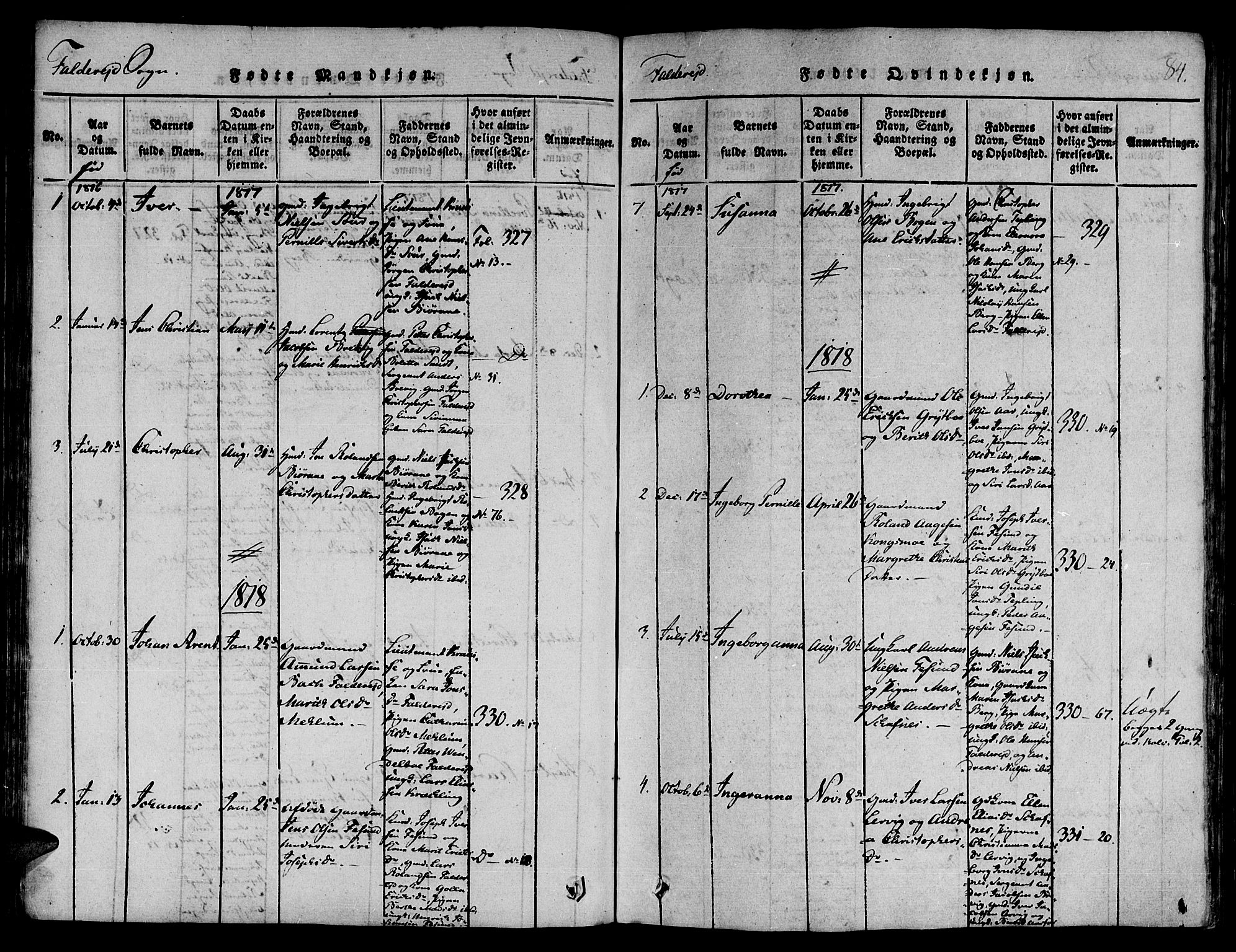 Ministerialprotokoller, klokkerbøker og fødselsregistre - Nord-Trøndelag, SAT/A-1458/780/L0636: Parish register (official) no. 780A03 /3, 1815-1829, p. 84