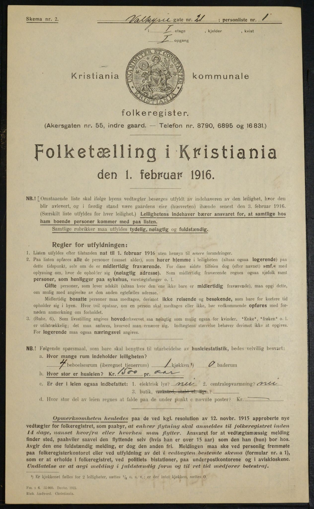 OBA, Municipal Census 1916 for Kristiania, 1916, p. 125628