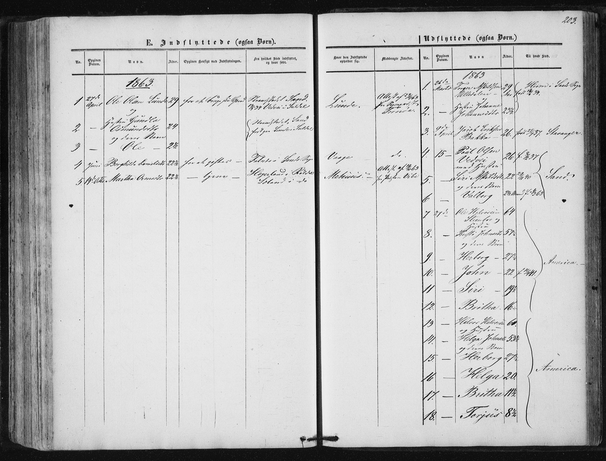 Suldal sokneprestkontor, AV/SAST-A-101845/01/IV/L0009: Parish register (official) no. A 9, 1854-1868, p. 203