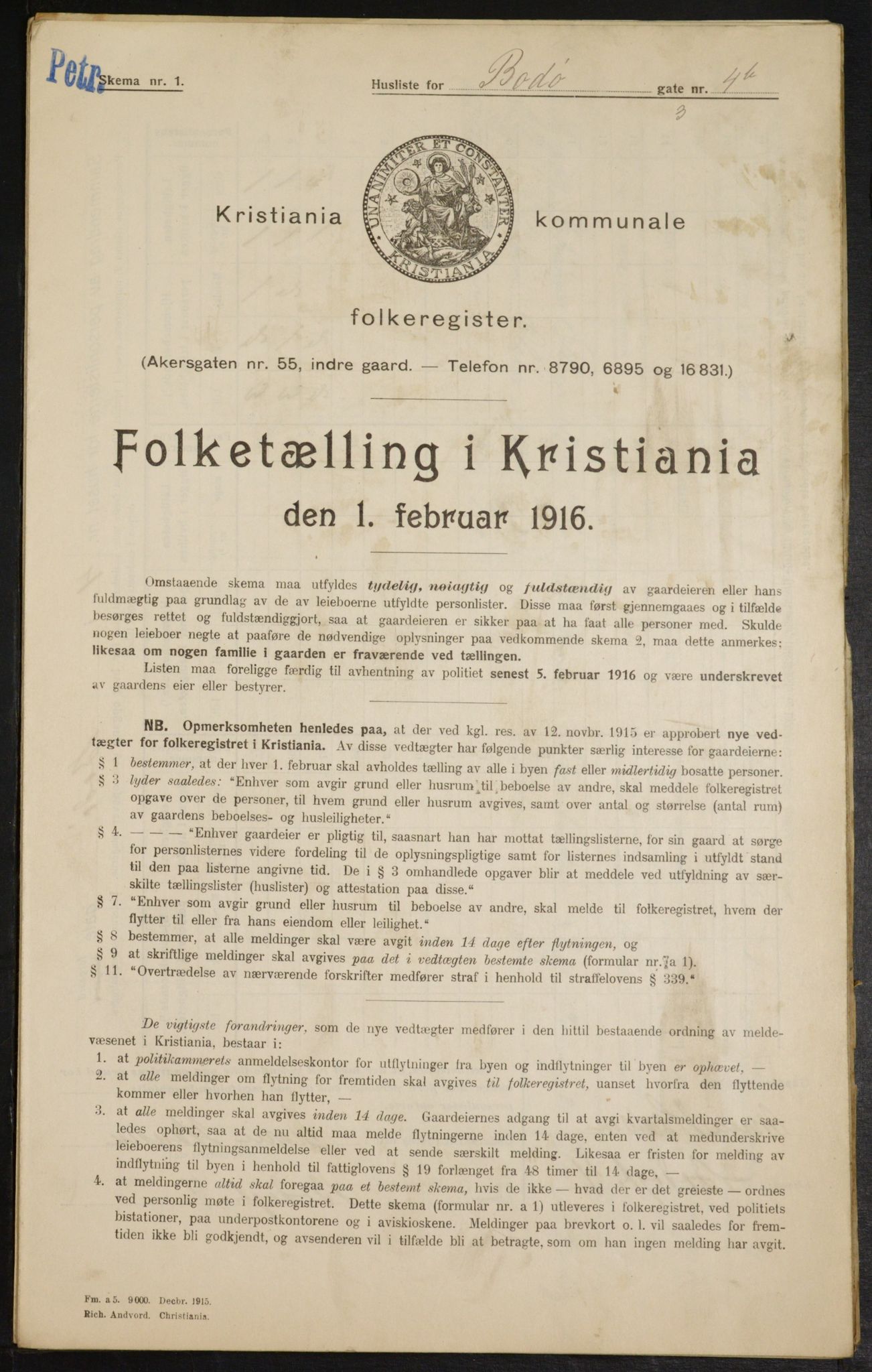 OBA, Municipal Census 1916 for Kristiania, 1916, p. 6805