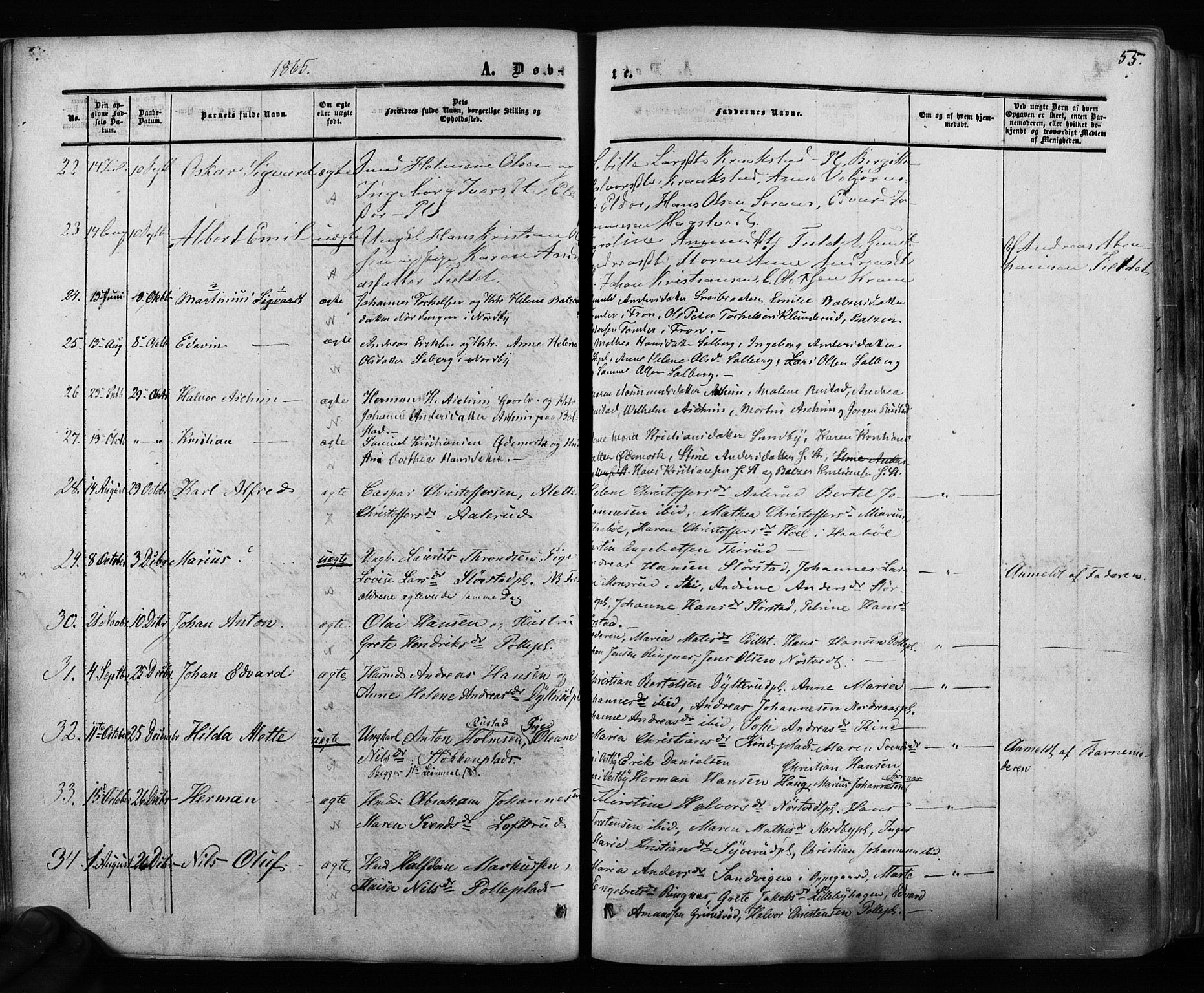 Ås prestekontor Kirkebøker, SAO/A-10894/F/Fa/L0007: Parish register (official) no. I 7, 1854-1870, p. 55