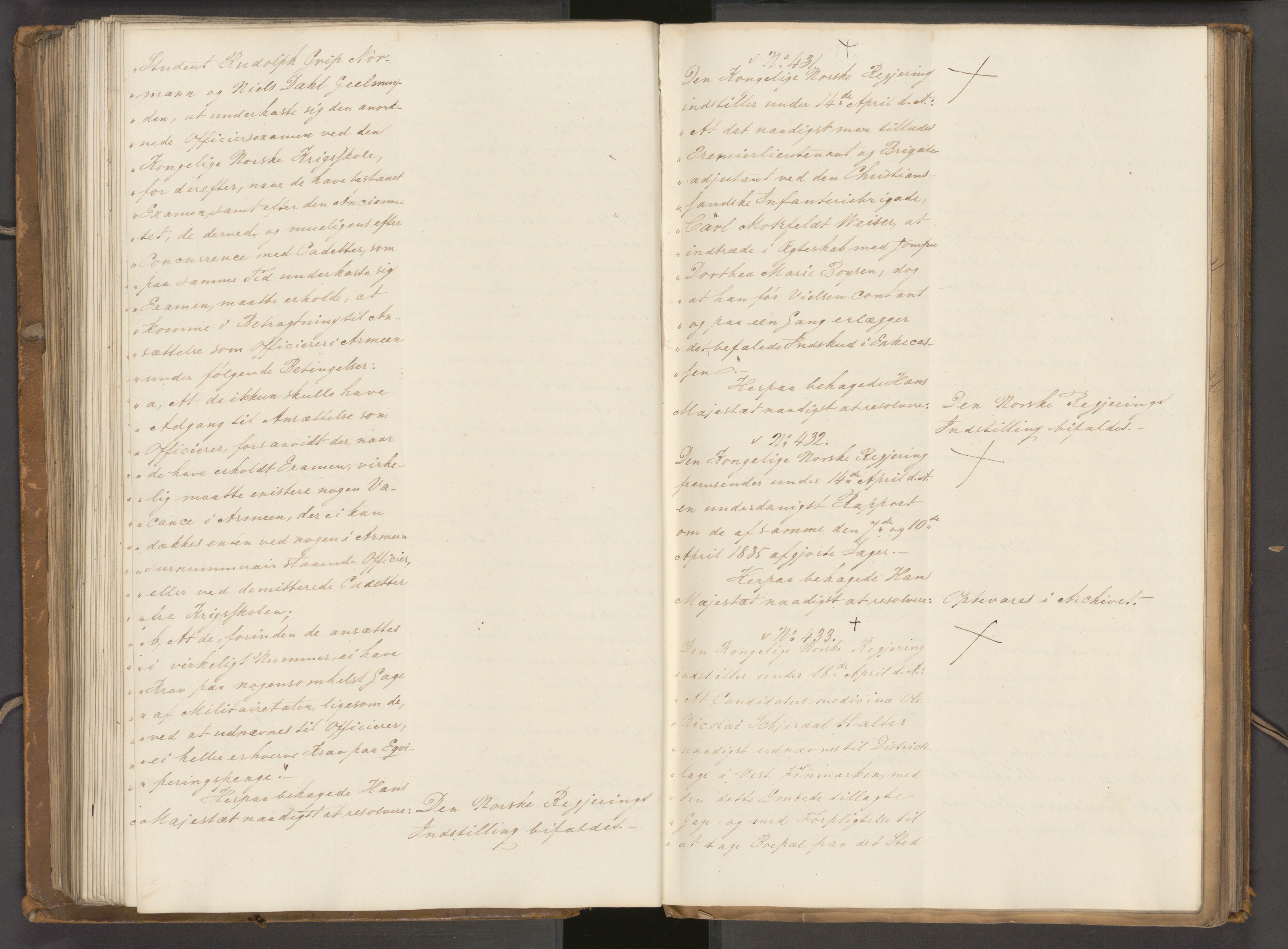 Statsrådssekretariatet, AV/RA-S-1001/A/Ab/L0040: Kgl. res. nr. 1-568, 1. halvår, 1835