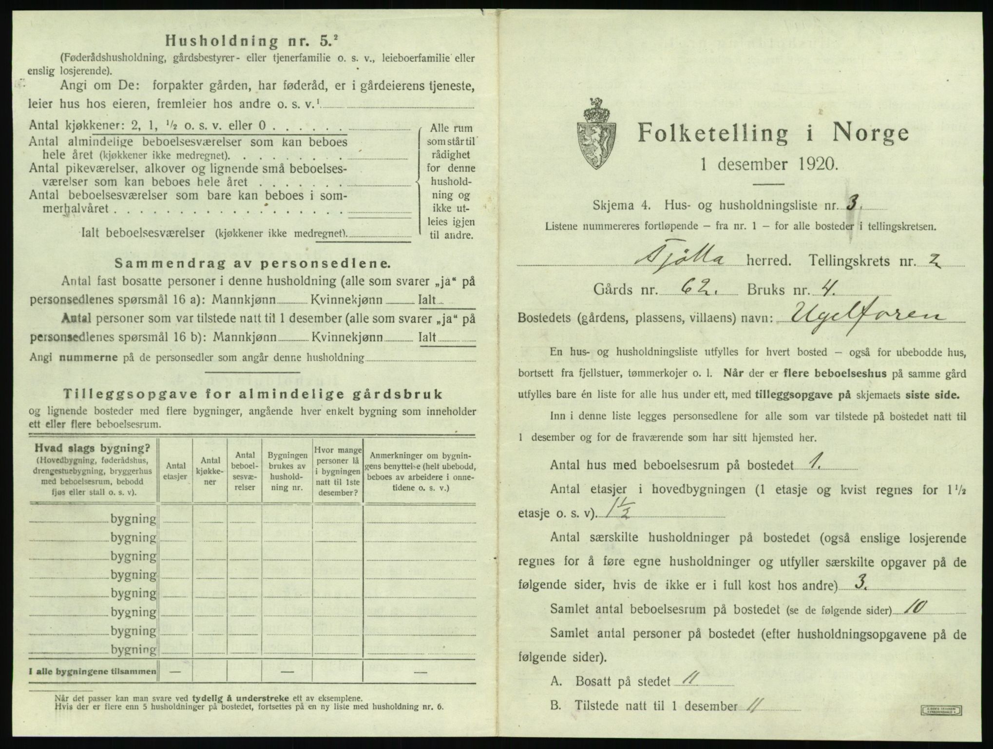 SAT, 1920 census for Tjøtta, 1920, p. 113