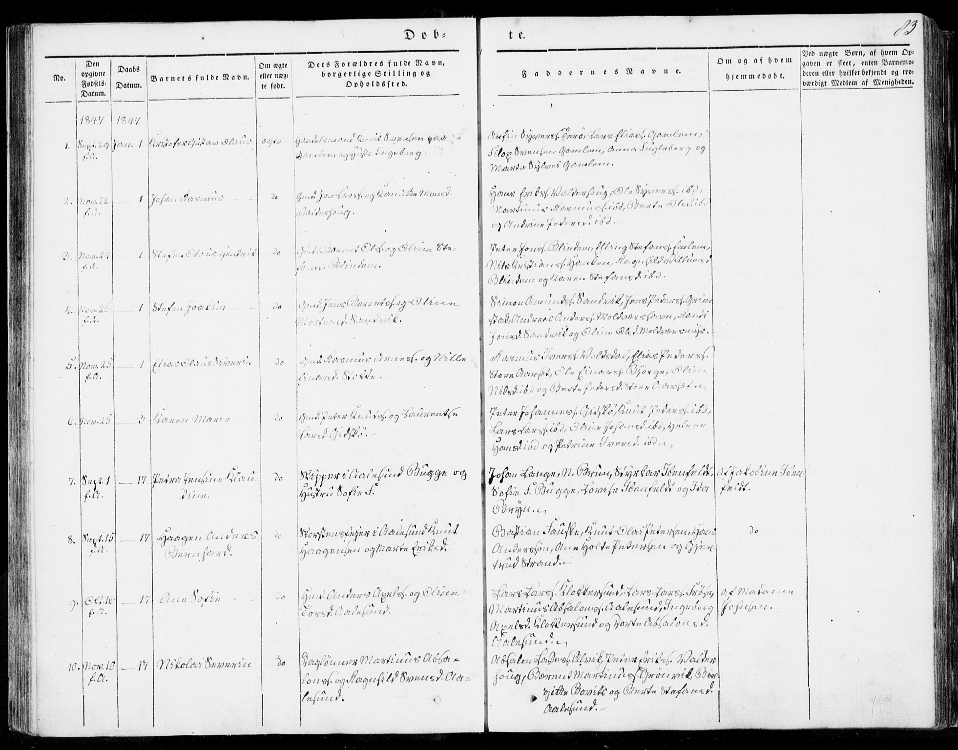 Ministerialprotokoller, klokkerbøker og fødselsregistre - Møre og Romsdal, SAT/A-1454/528/L0396: Parish register (official) no. 528A07, 1839-1847, p. 83