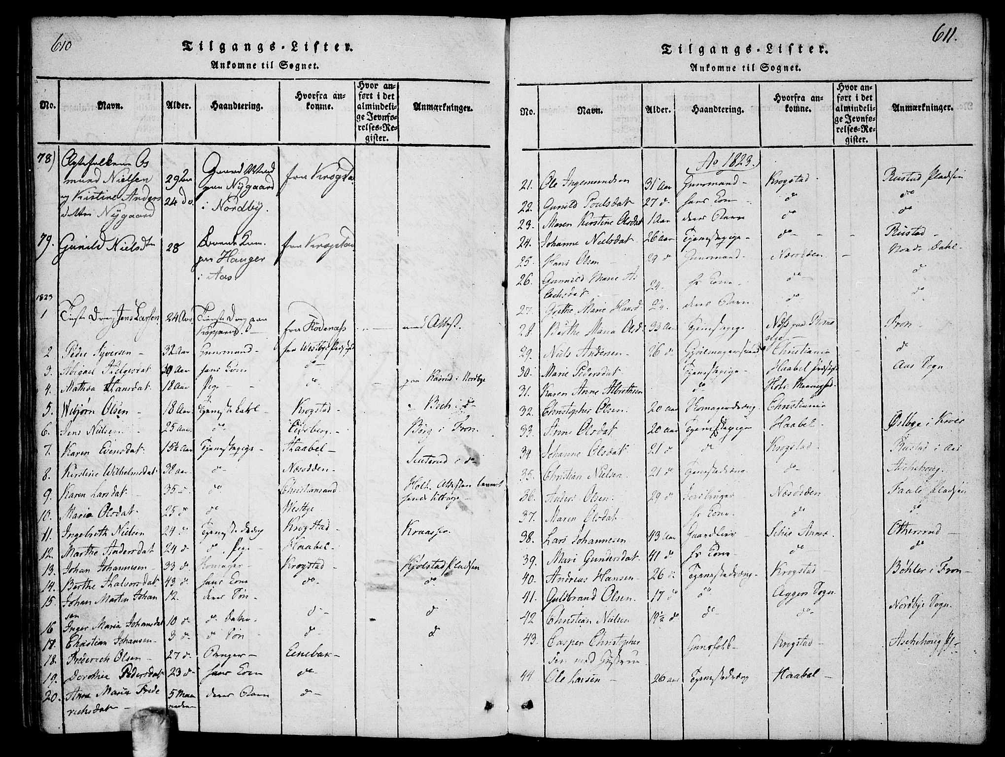 Ås prestekontor Kirkebøker, AV/SAO-A-10894/F/Fa/L0004: Parish register (official) no. I 4, 1818-1826, p. 610-611