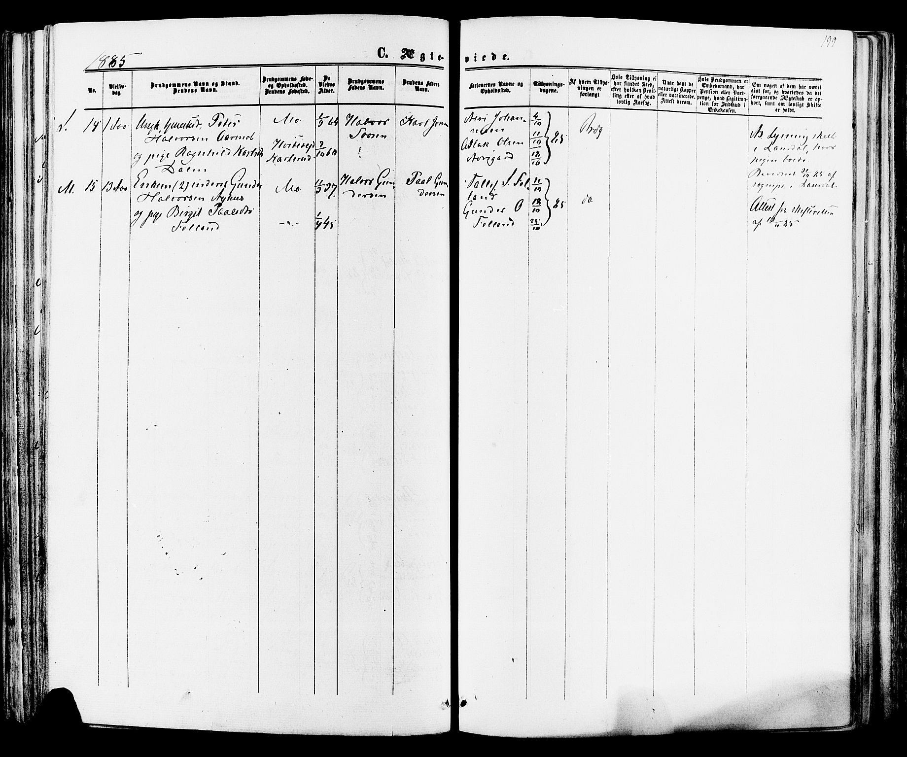 Mo kirkebøker, SAKO/A-286/F/Fa/L0006: Parish register (official) no. I 6, 1865-1885, p. 199