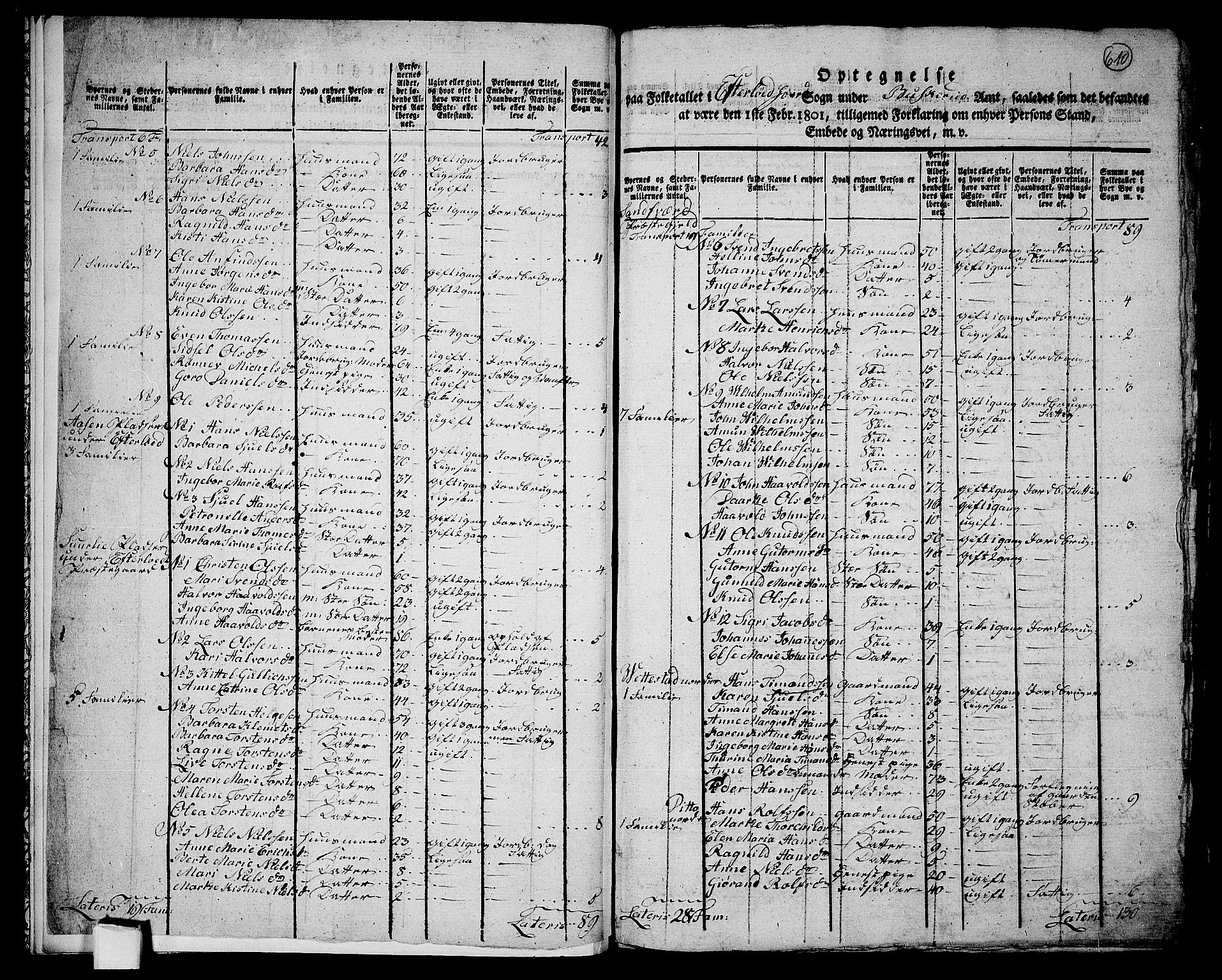 RA, 1801 census for 0629P Sandsvær, 1801, p. 609b-610a