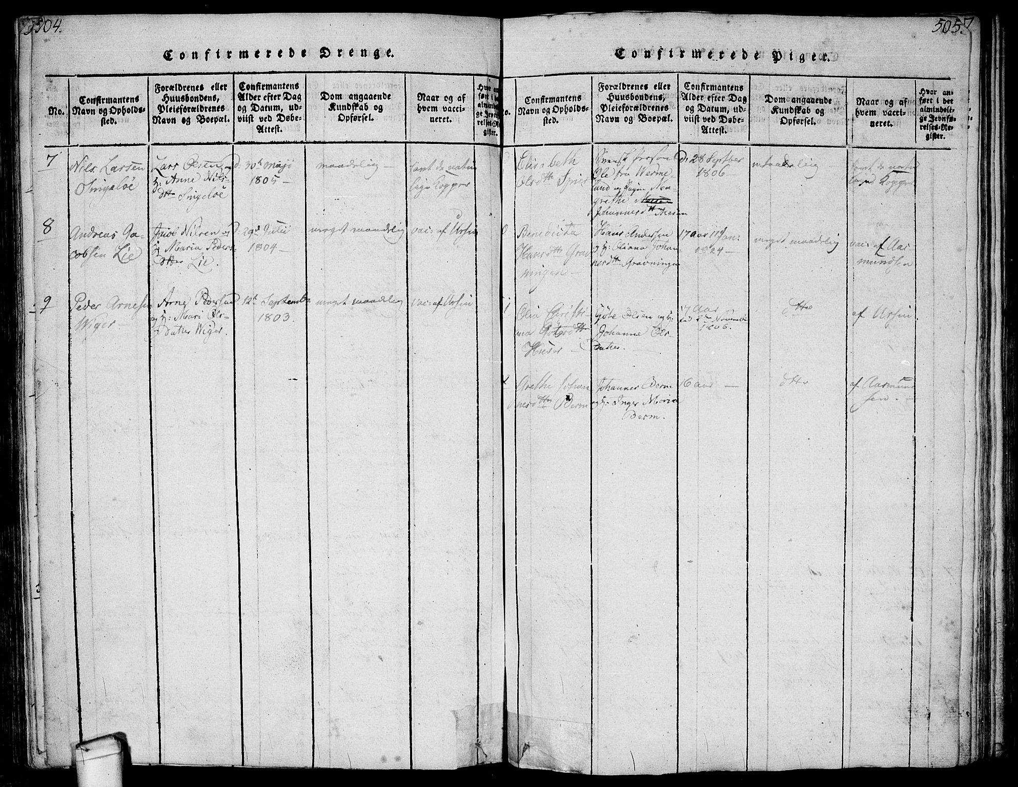 Hvaler prestekontor Kirkebøker, SAO/A-2001/F/Fa/L0005: Parish register (official) no. I 5, 1816-1845, p. 504-505