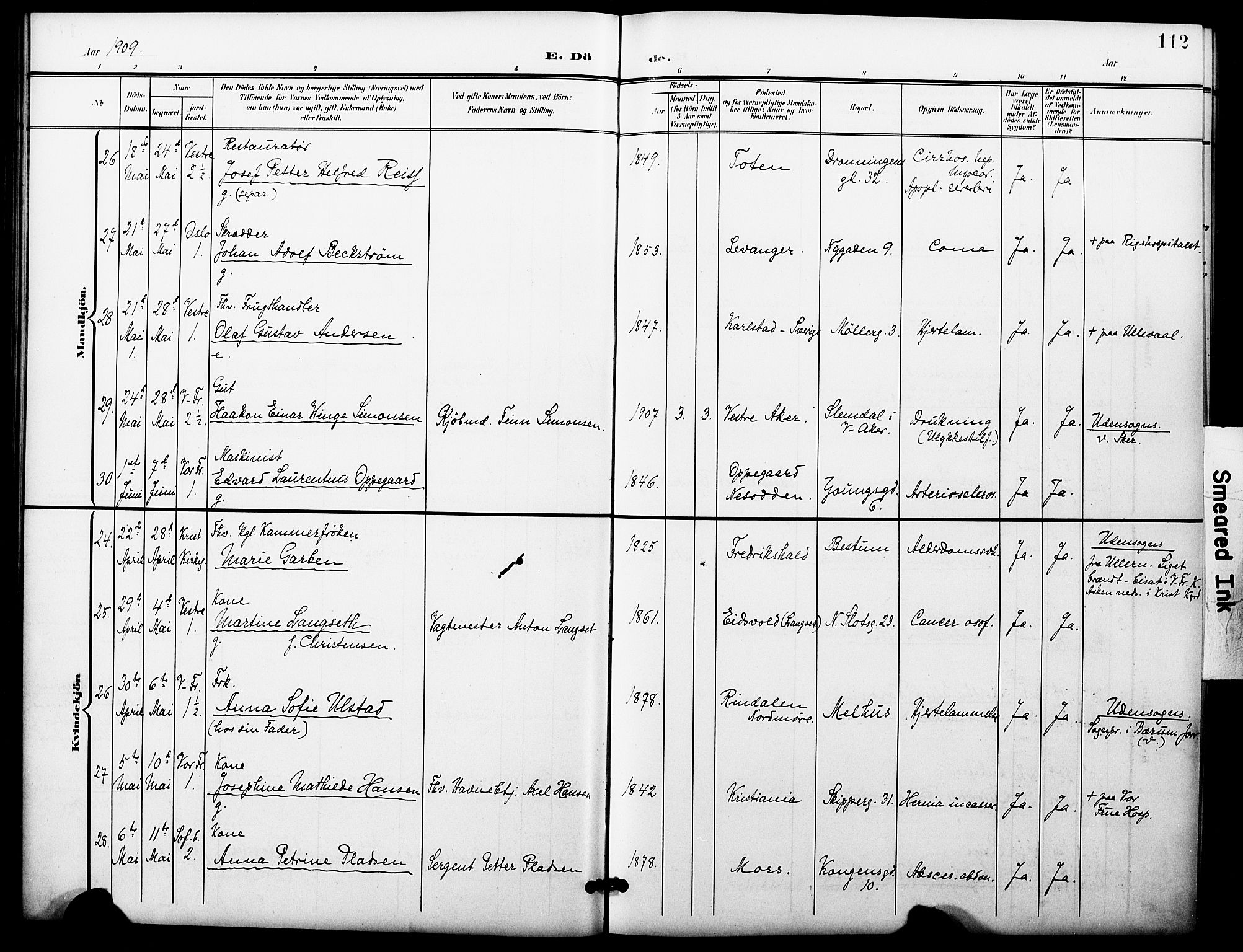 Oslo domkirke Kirkebøker, AV/SAO-A-10752/F/Fa/L0036: Parish register (official) no. 36, 1901-1919, p. 112