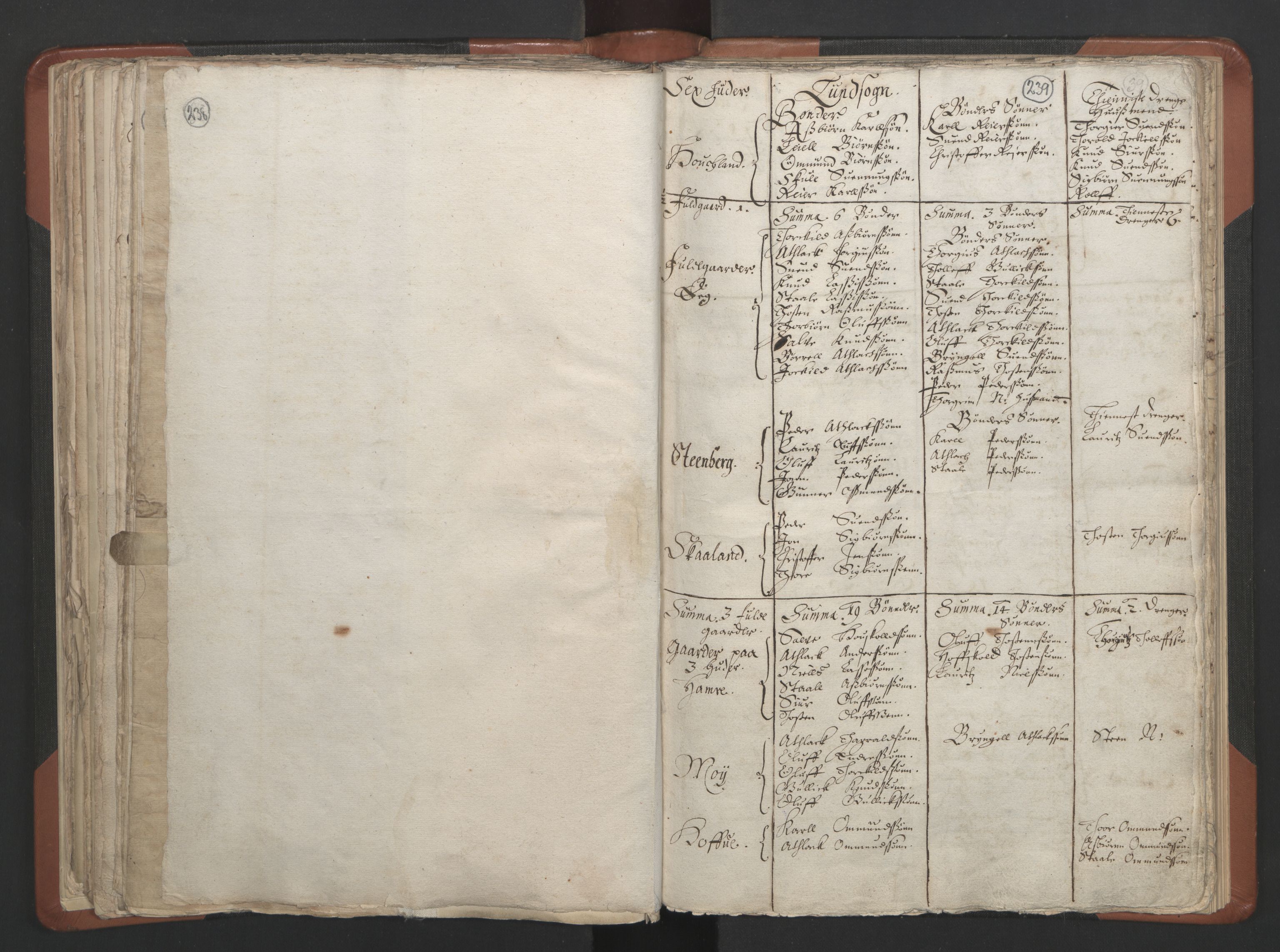 RA, Vicar's Census 1664-1666, no. 17: Jæren deanery and Dalane deanery, 1664-1666, p. 238-239