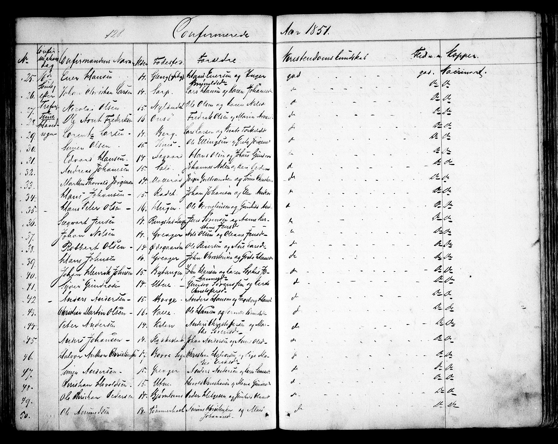 Tune prestekontor Kirkebøker, AV/SAO-A-2007/F/Fa/L0010a: Parish register (official) no. 10A, 1847-1852, p. 128