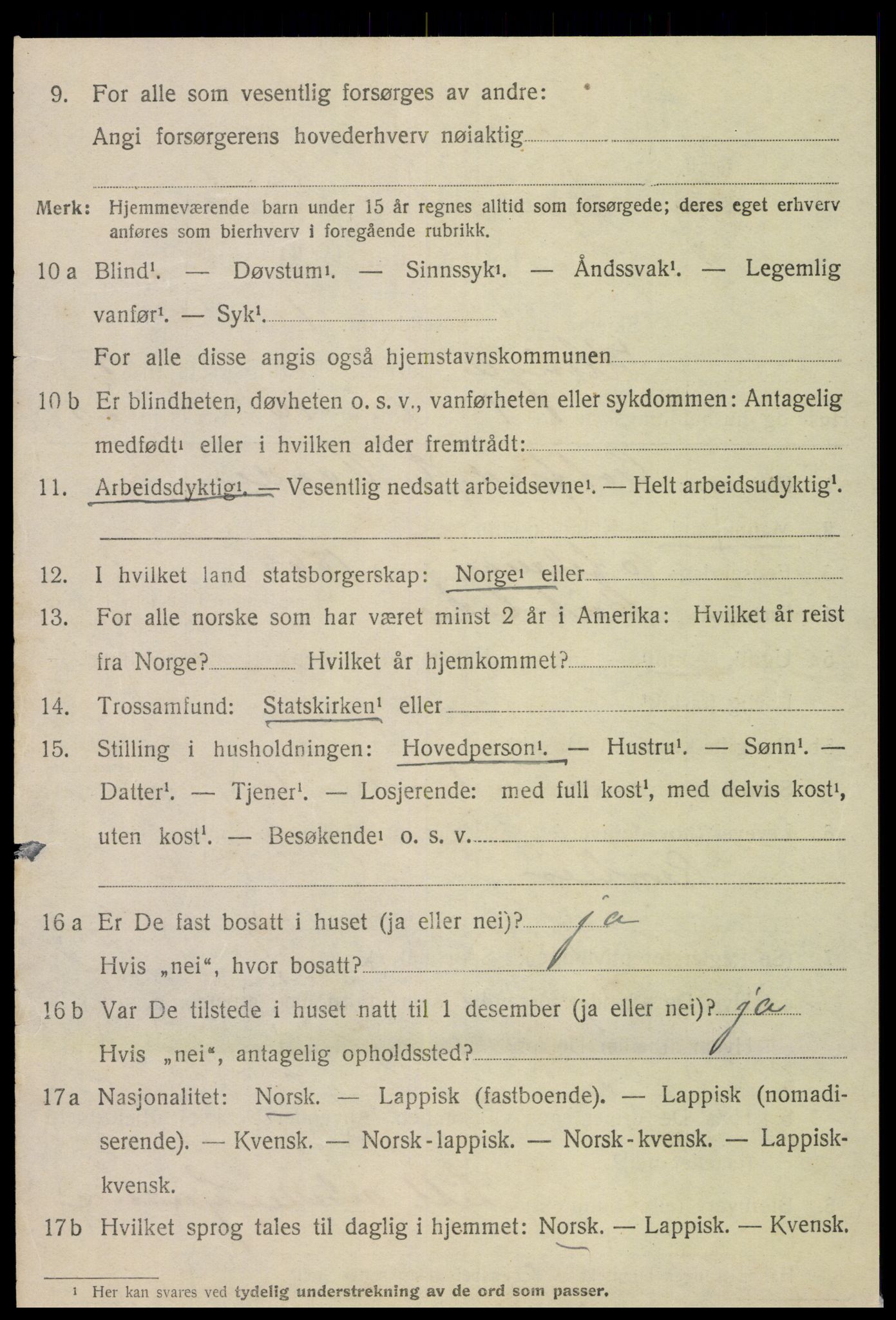 SAT, 1920 census for Klinga, 1920, p. 2862