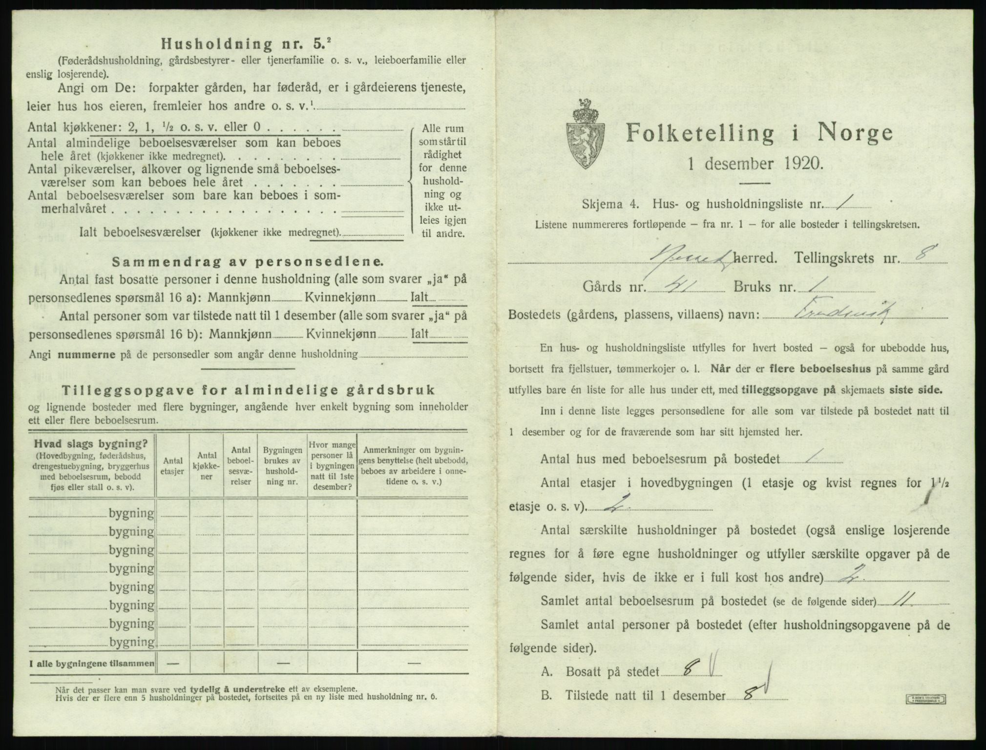 SAT, 1920 census for Nesset, 1920, p. 550