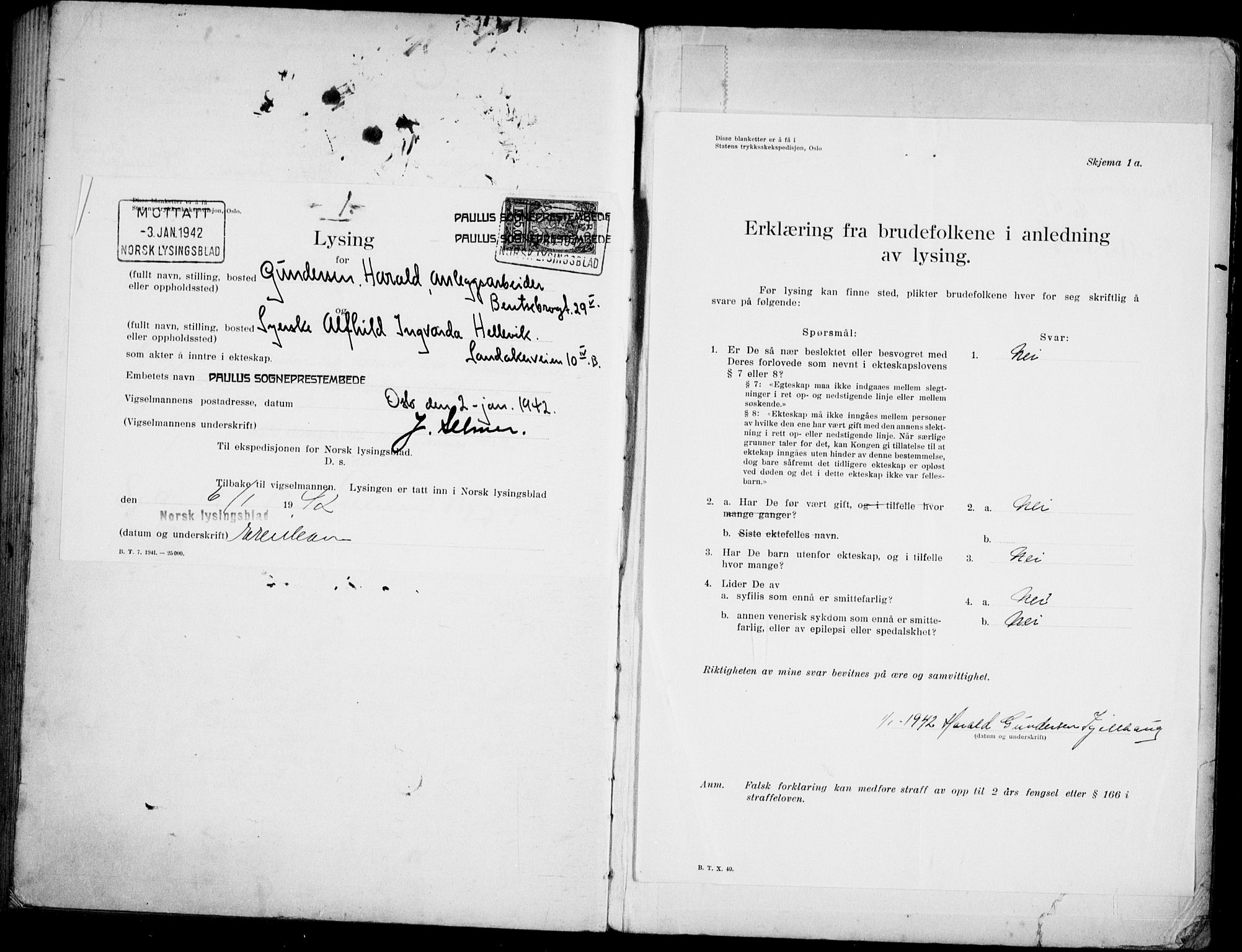 Paulus prestekontor Kirkebøker, SAO/A-10871/H/Ha/L0006: Banns register no. 6, 1939-1942