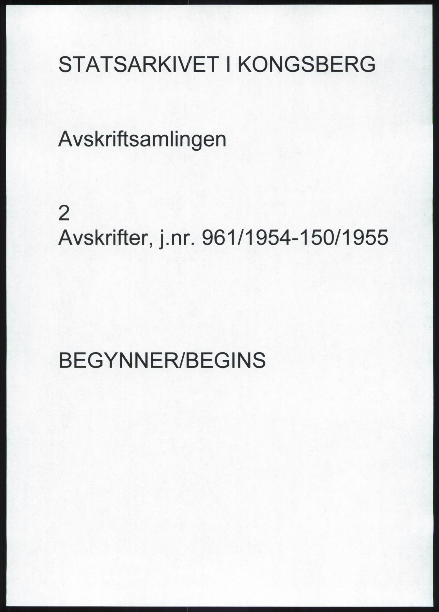 Statsarkivet i Kongsberg, SAKO/A-0001, 1954-1955, p. 1