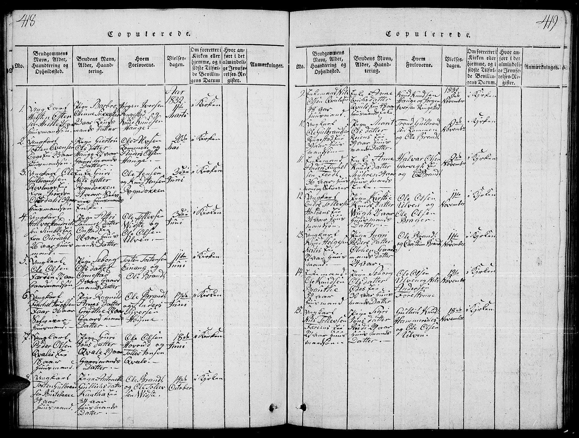 Slidre prestekontor, AV/SAH-PREST-134/H/Ha/Hab/L0001: Parish register (copy) no. 1, 1814-1838, p. 418-419