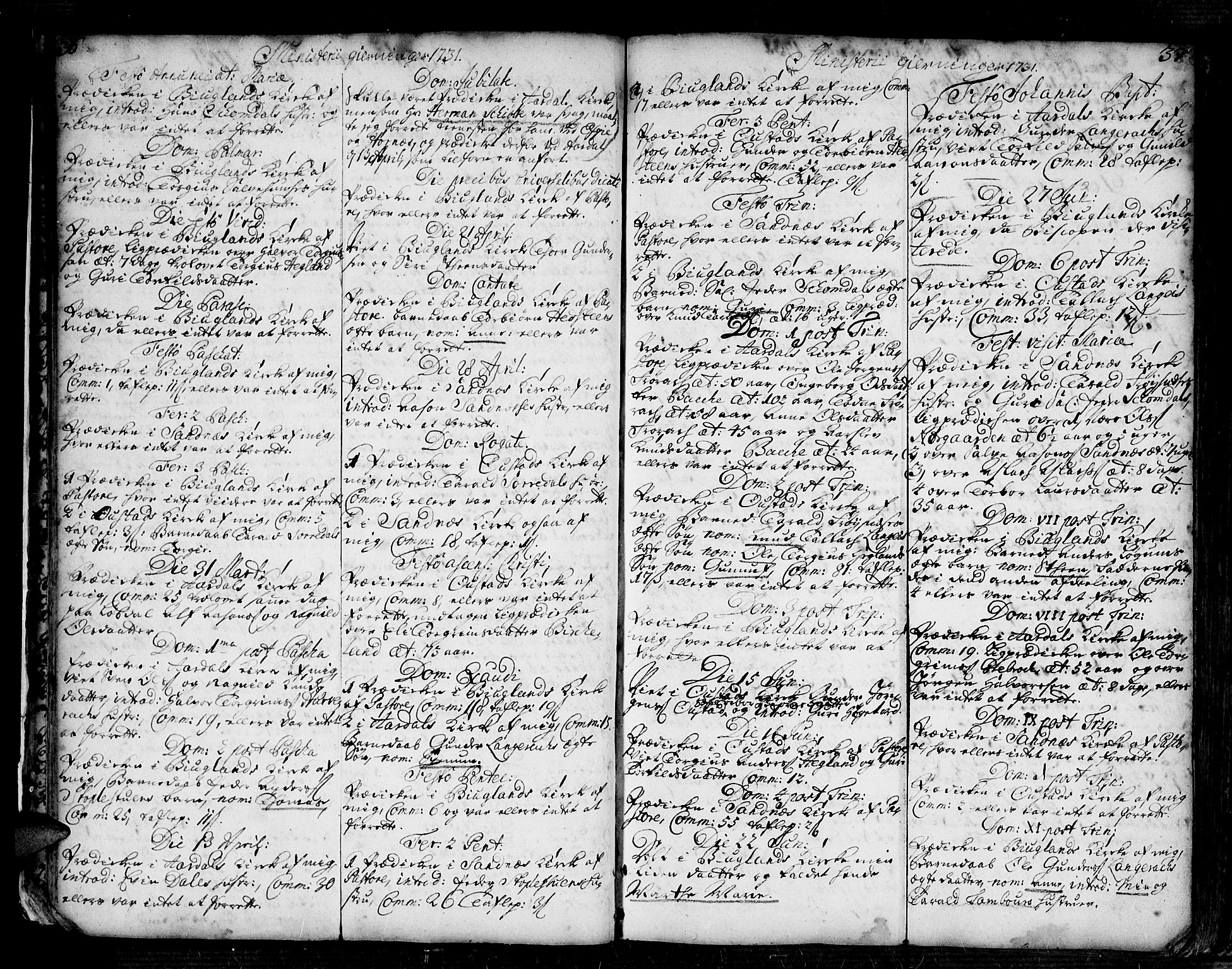 Bygland sokneprestkontor, AV/SAK-1111-0006/F/Fa/Fab/L0001: Parish register (official) no. A 1, 1725-1766, p. 36-37