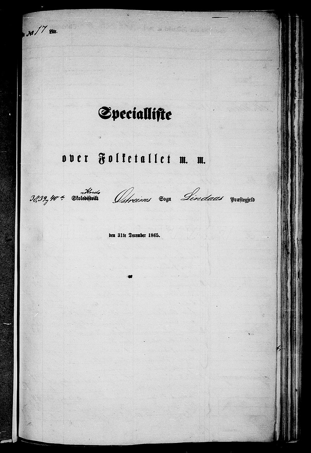 RA, 1865 census for Lindås, 1865, p. 242