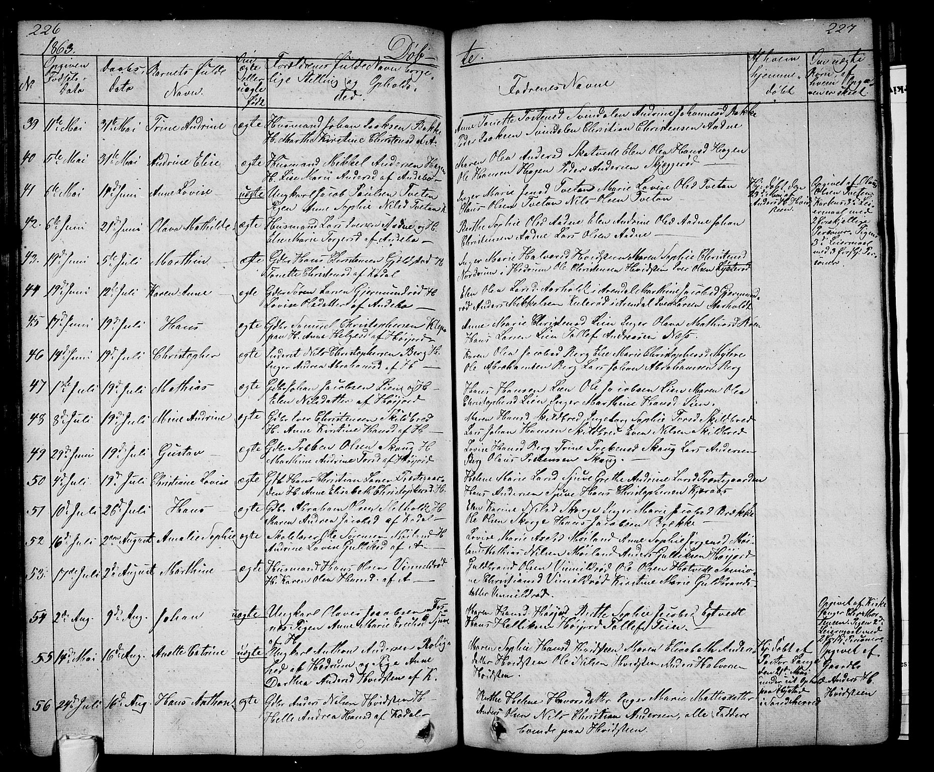 Andebu kirkebøker, AV/SAKO-A-336/G/Ga/L0003: Parish register (copy) no. I 3, 1832-1867, p. 226-227