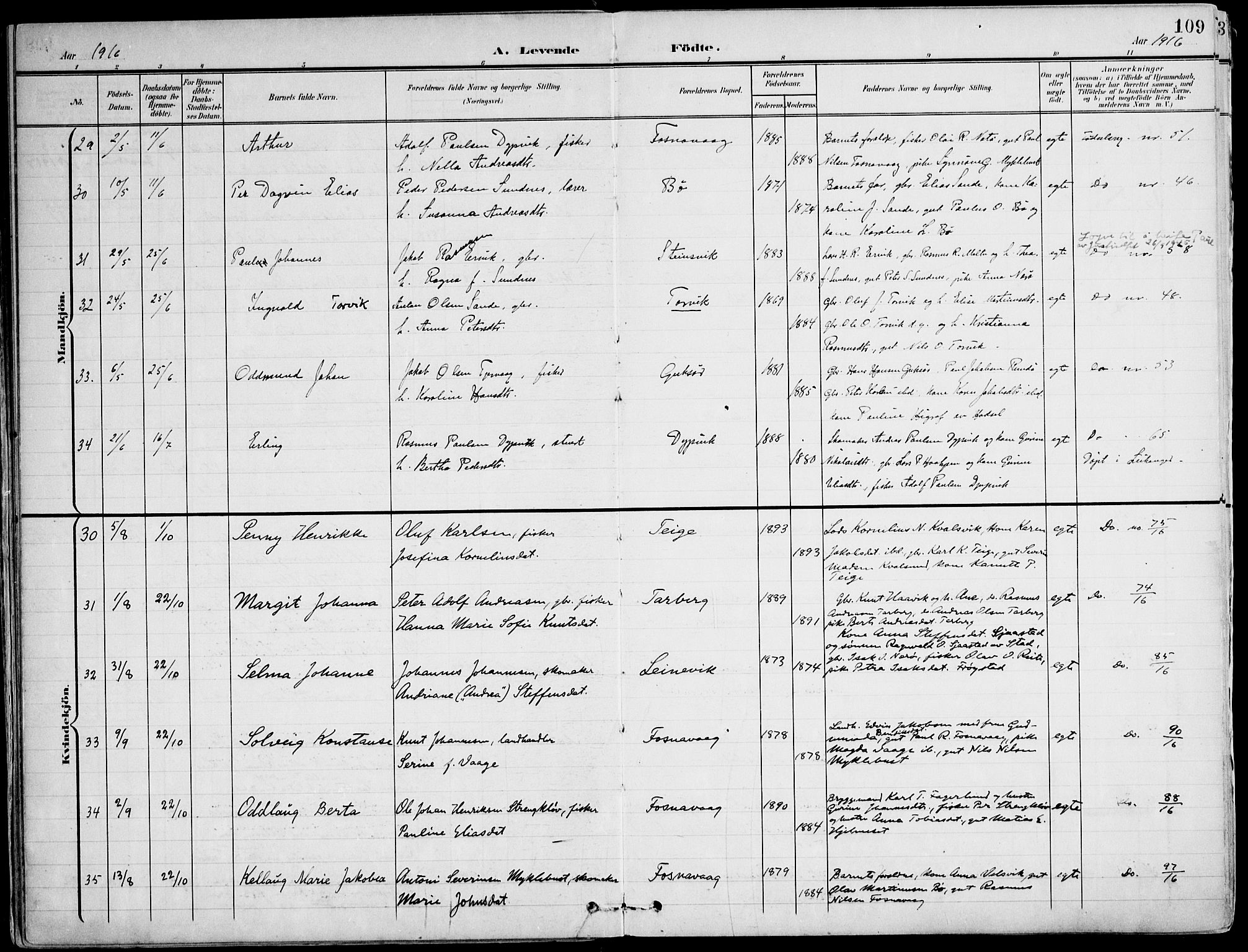 Ministerialprotokoller, klokkerbøker og fødselsregistre - Møre og Romsdal, AV/SAT-A-1454/507/L0075: Parish register (official) no. 507A10, 1901-1920, p. 109