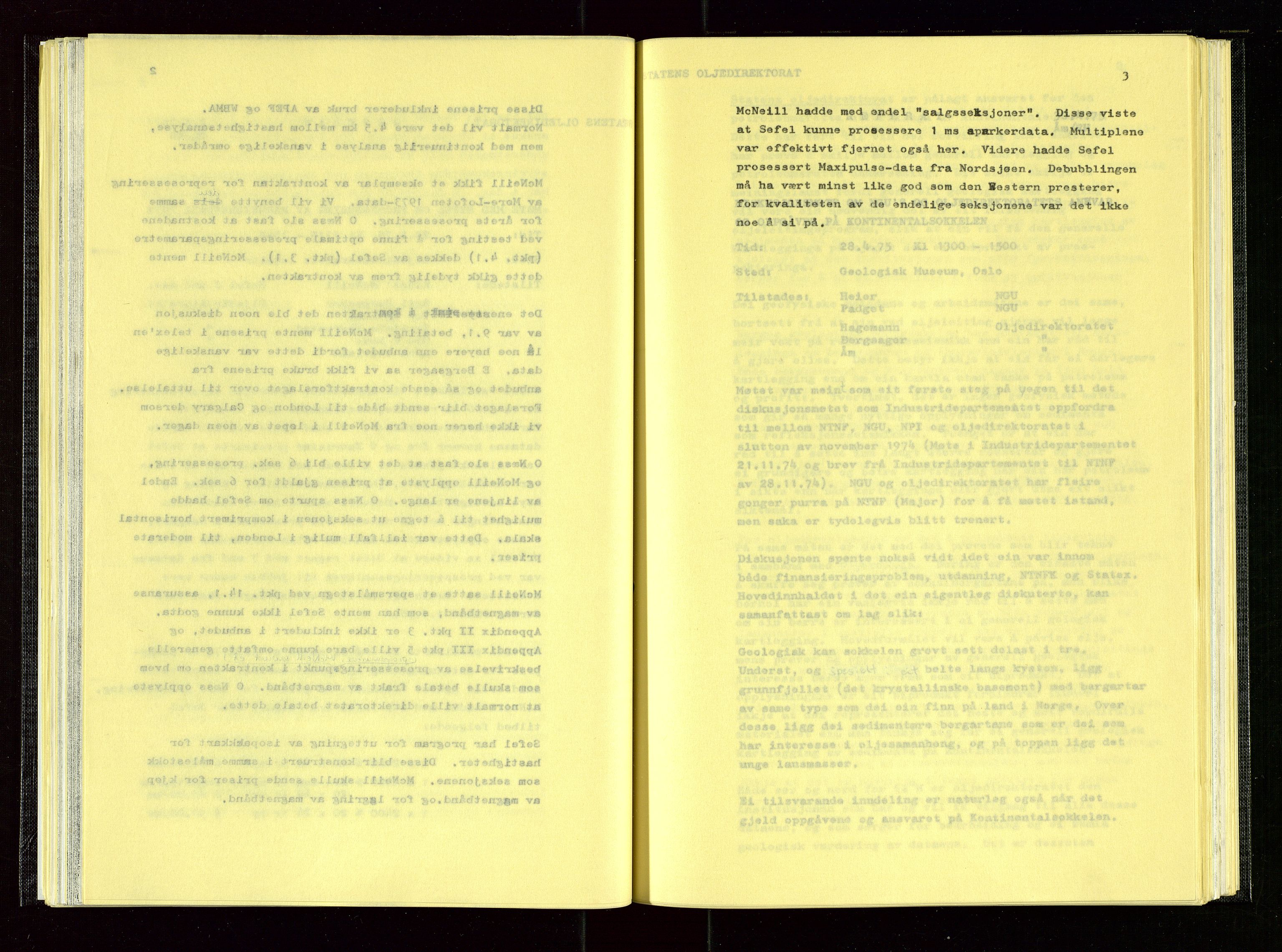 Oljedirektoratet, SAST/A-101366/Aa/L0004: Referatprotokoller, 1975