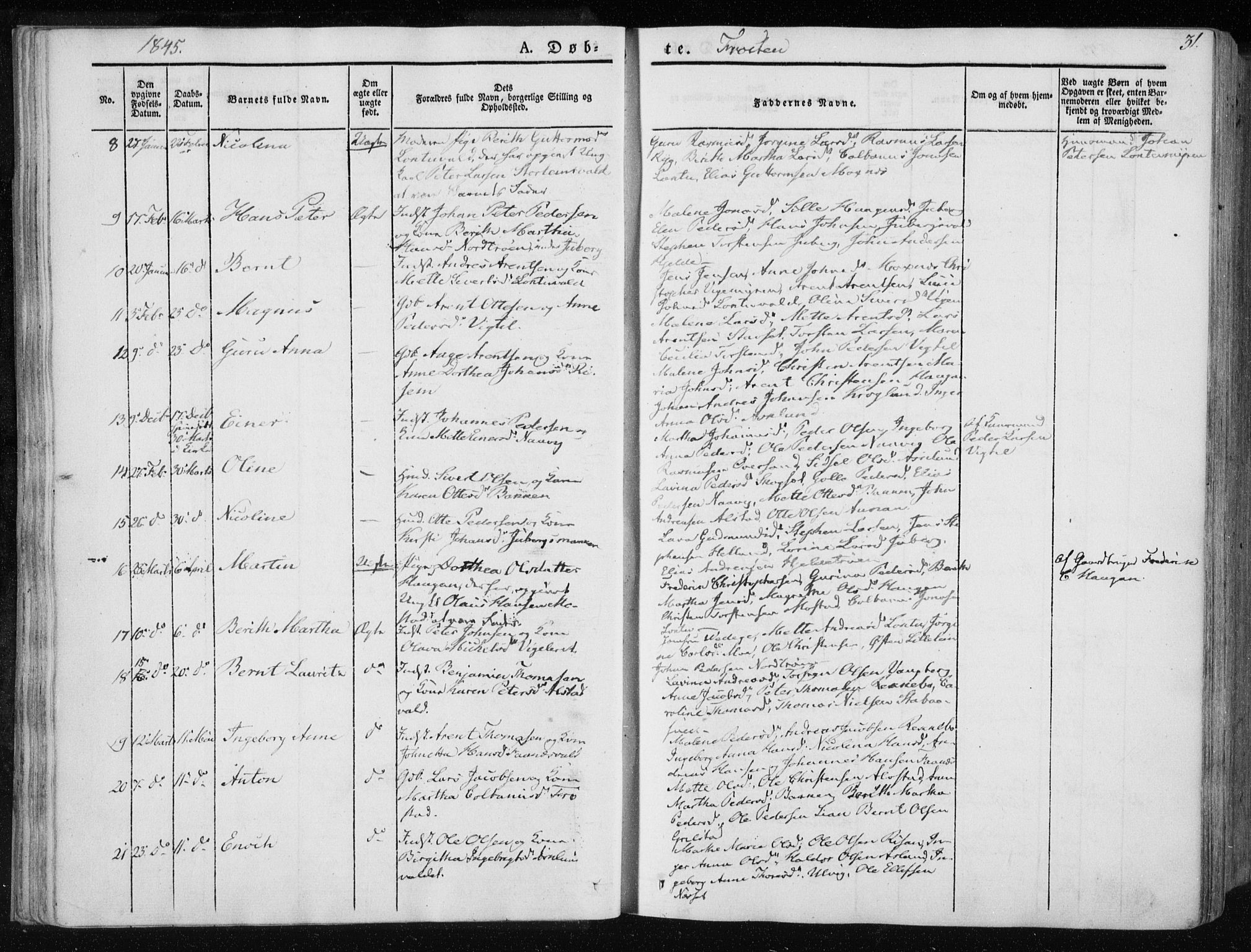Ministerialprotokoller, klokkerbøker og fødselsregistre - Nord-Trøndelag, SAT/A-1458/713/L0115: Parish register (official) no. 713A06, 1838-1851, p. 31