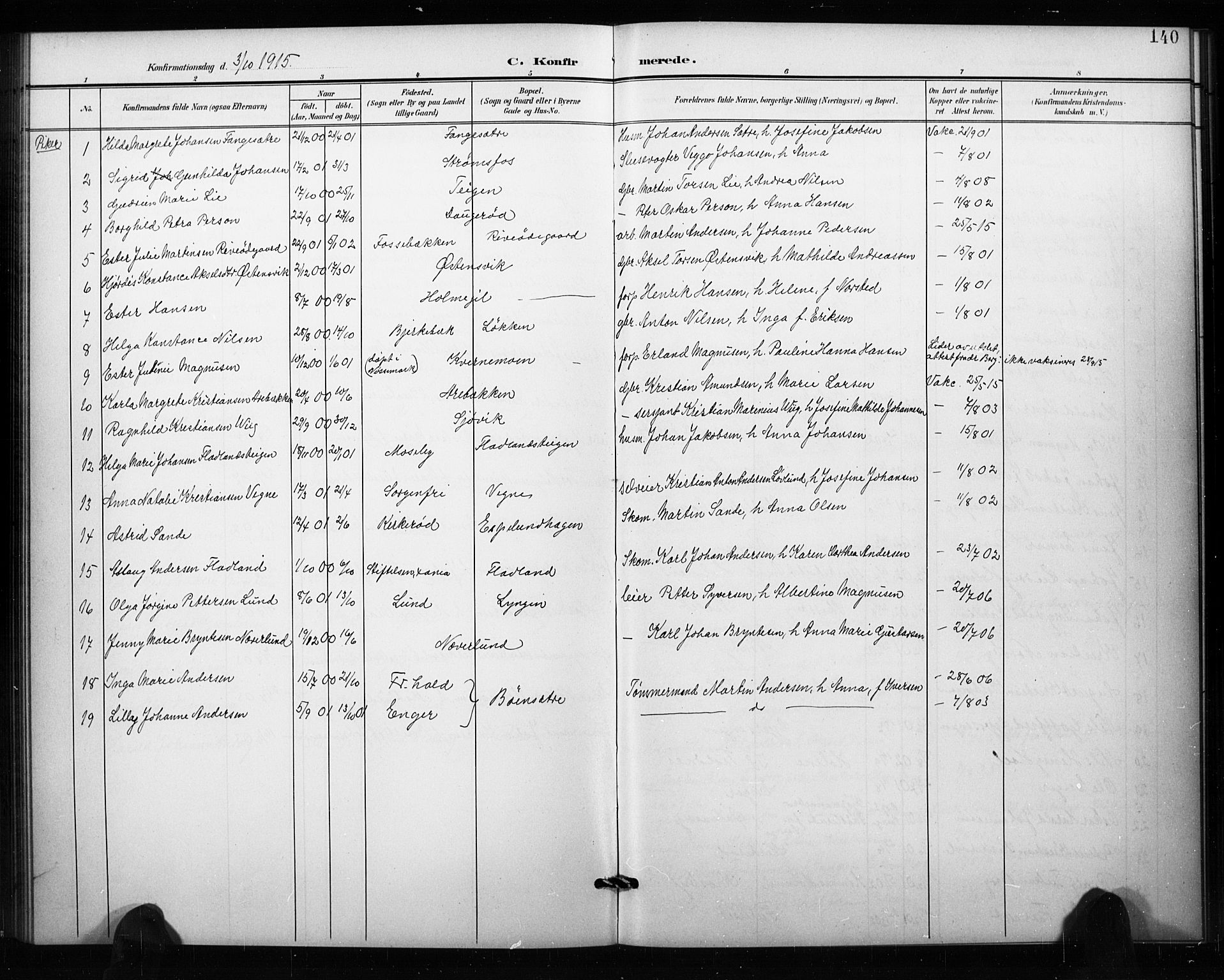 Aremark prestekontor Kirkebøker, SAO/A-10899/G/Ga/L0002: Parish register (copy) no. I 2, 1901-1928, p. 140