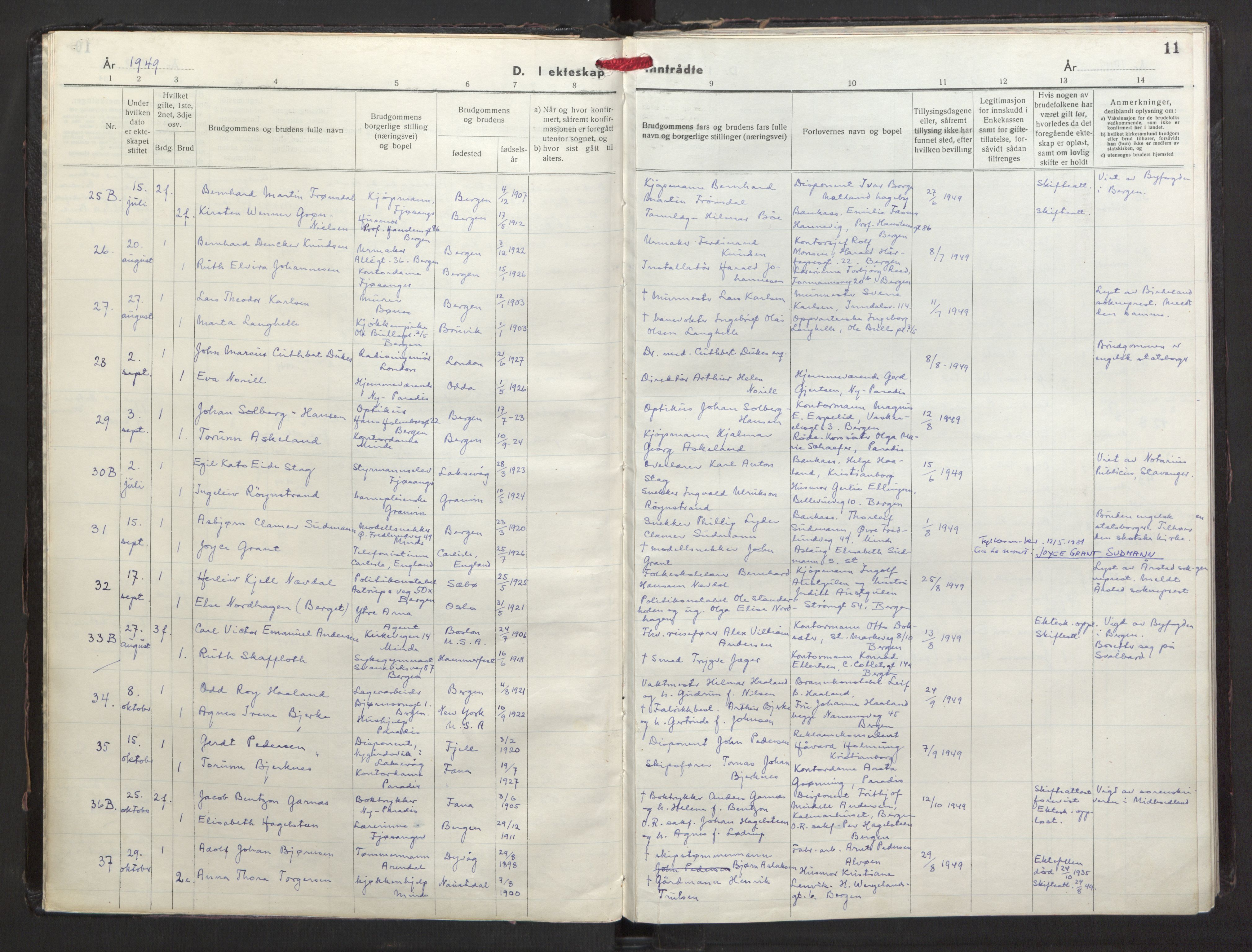 Storetveit Sokneprestembete, AV/SAB-A-78301/H/Ha/Haa: Parish register (official) no. C 1, 1948-1963, p. 11