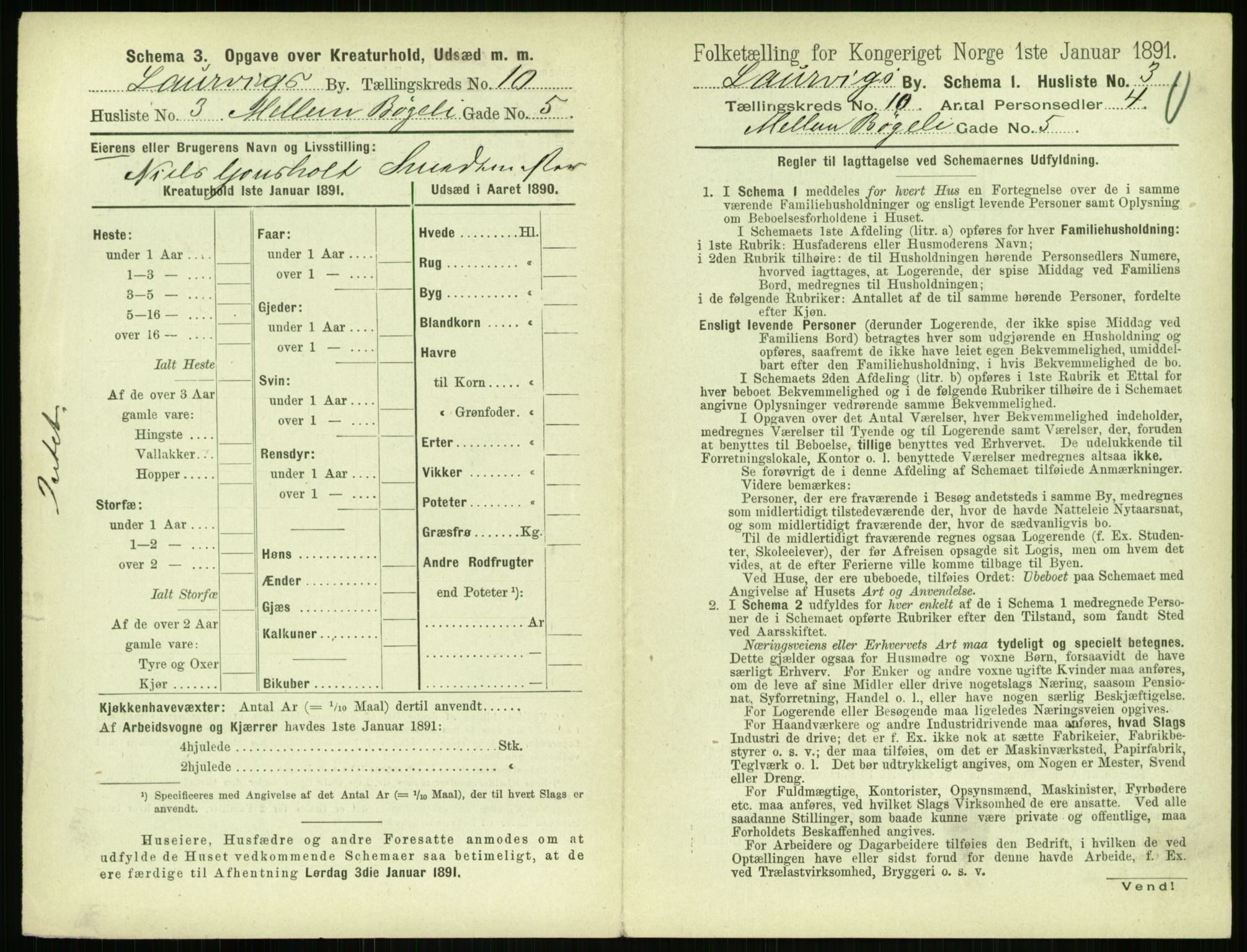 RA, 1891 census for 0707 Larvik, 1891, p. 1235