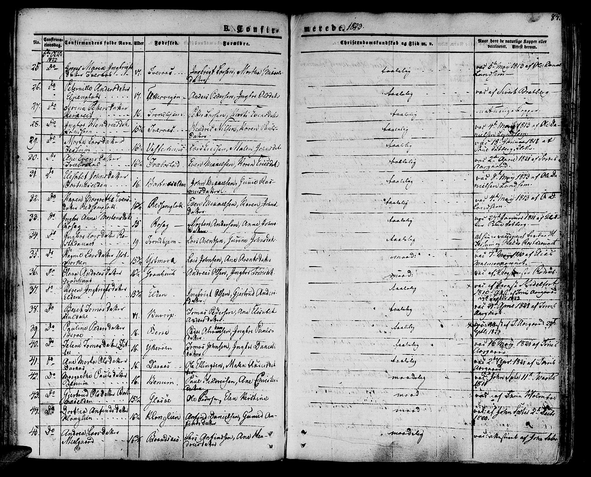 Ministerialprotokoller, klokkerbøker og fødselsregistre - Nord-Trøndelag, AV/SAT-A-1458/741/L0390: Parish register (official) no. 741A04, 1822-1836, p. 84