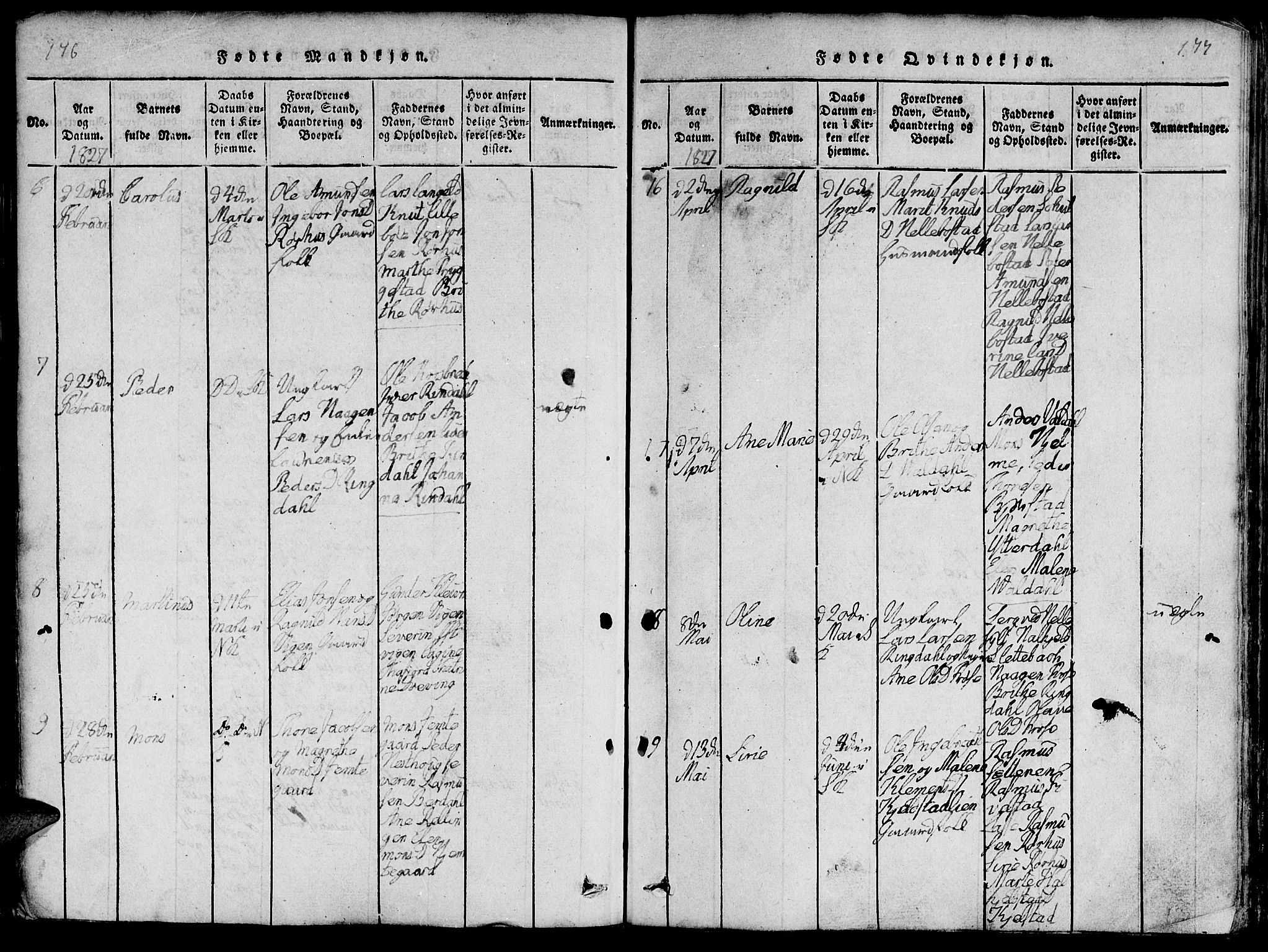 Ministerialprotokoller, klokkerbøker og fødselsregistre - Møre og Romsdal, AV/SAT-A-1454/519/L0260: Parish register (copy) no. 519C01, 1817-1829, p. 176-177