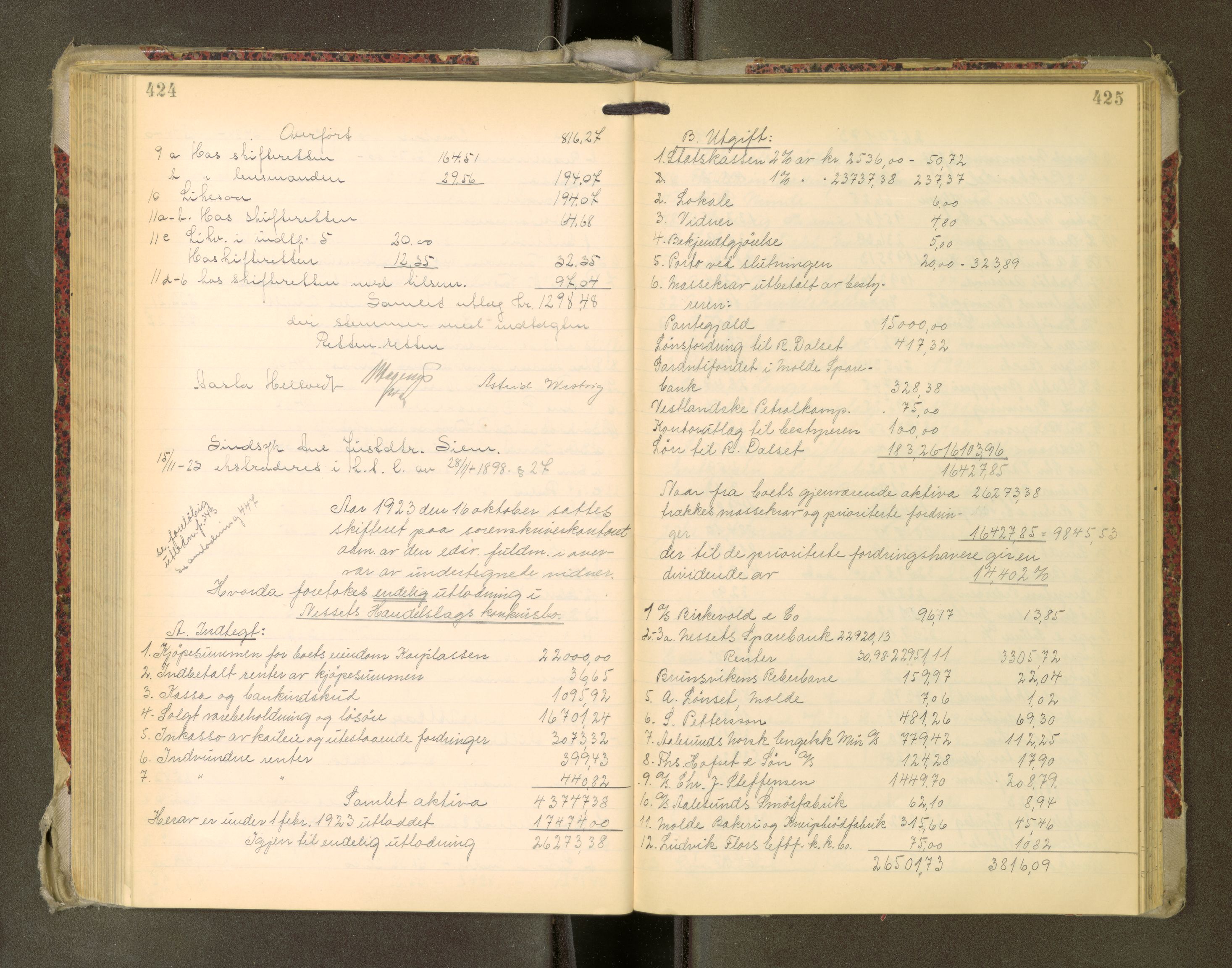 Romsdal sorenskriveri, AV/SAT-A-4149/1/3/3A/L0022: Skifteutlodnings Protokoll, 1920-1924, p. 424-425