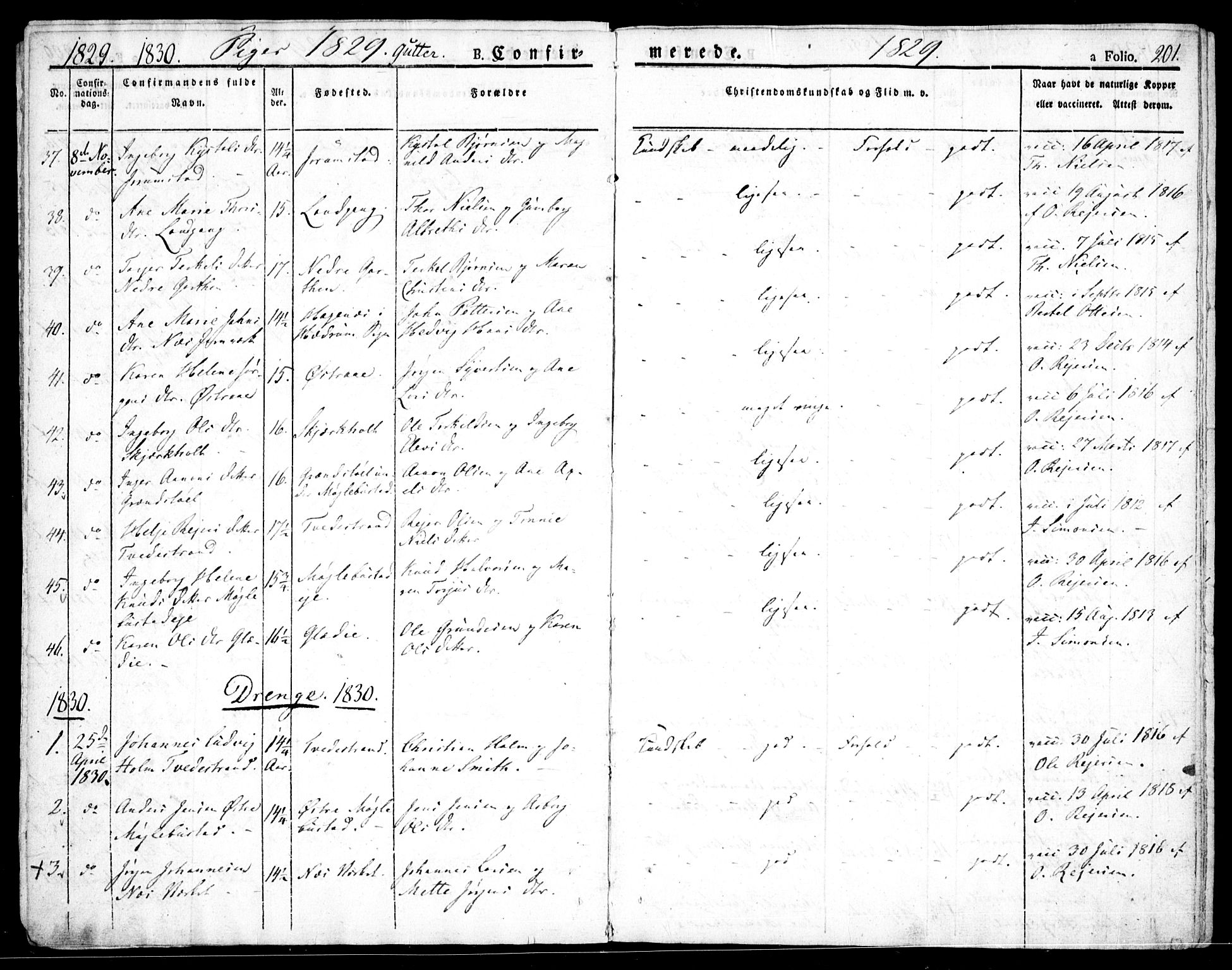 Holt sokneprestkontor, AV/SAK-1111-0021/F/Fa/L0006: Parish register (official) no. A 6, 1820-1835, p. 201