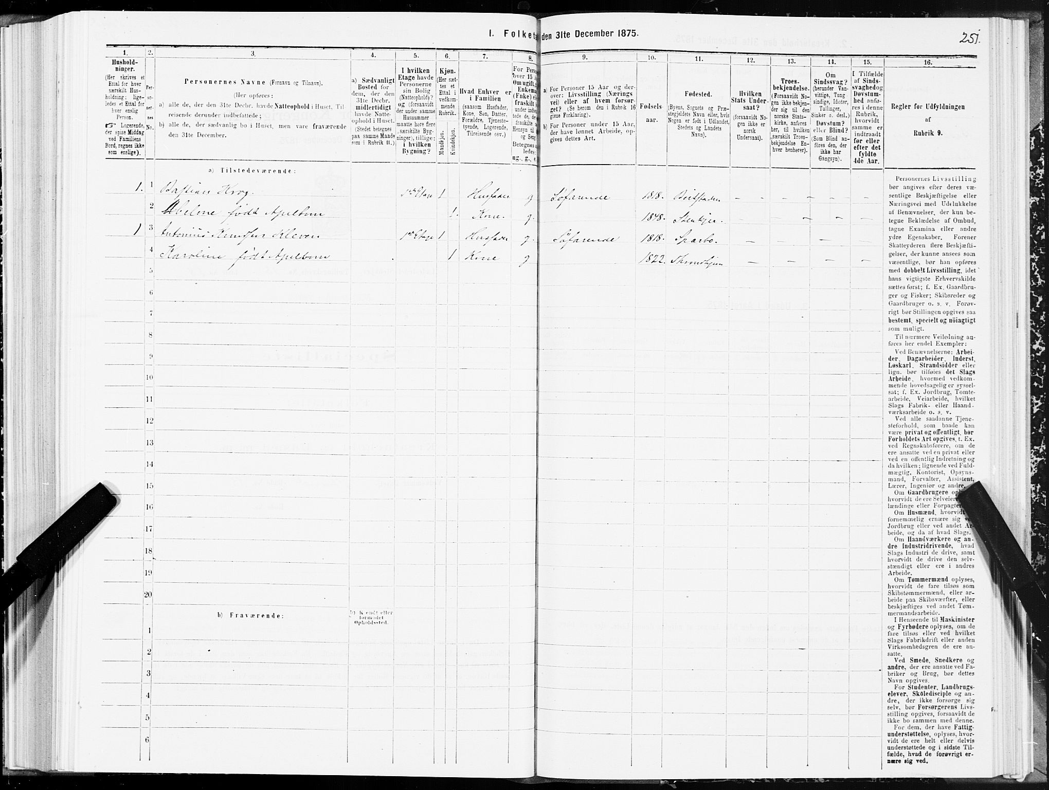 SAT, 1875 census for 1702B Steinkjer/Steinkjer, 1875, p. 251
