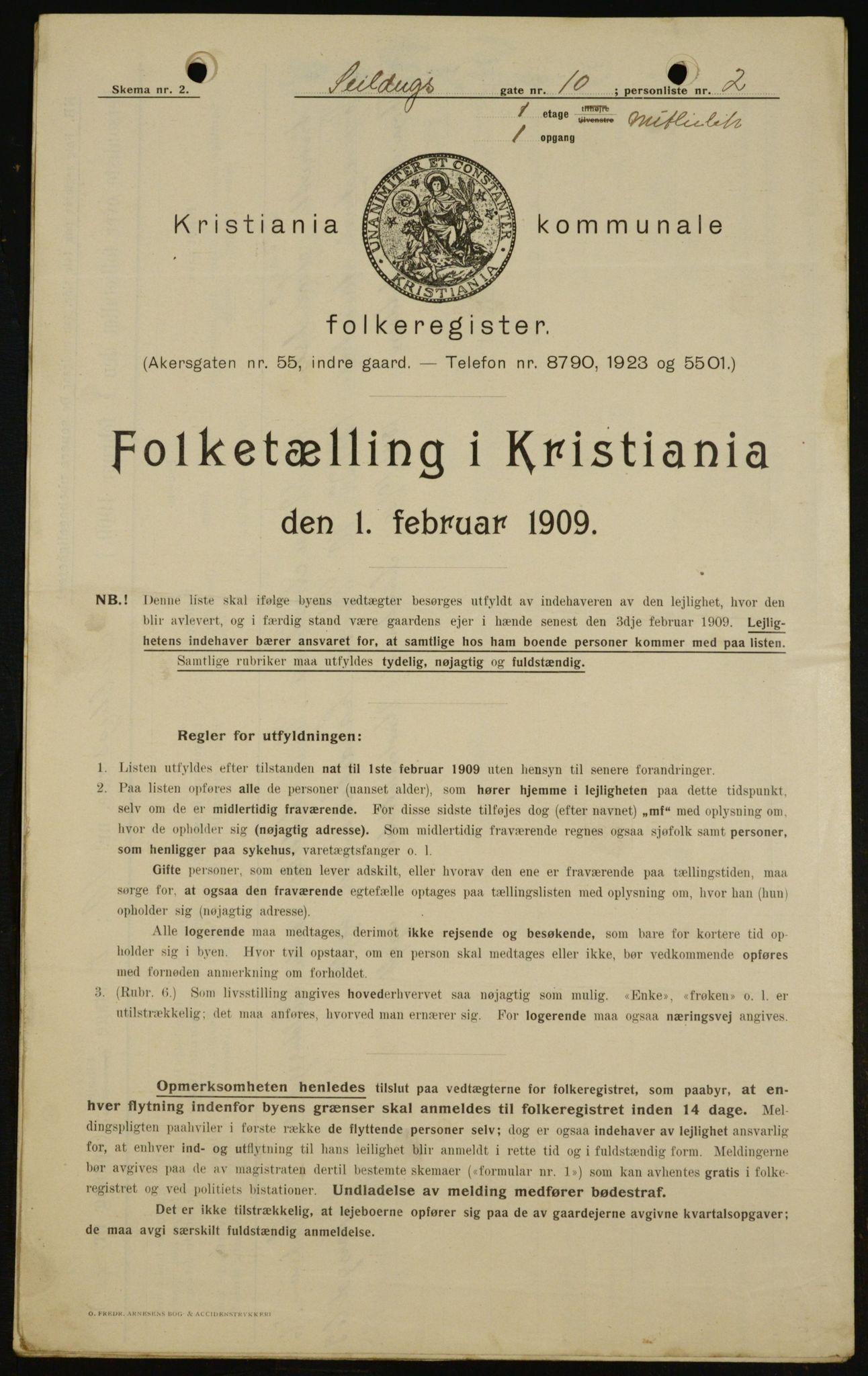 OBA, Municipal Census 1909 for Kristiania, 1909, p. 85559