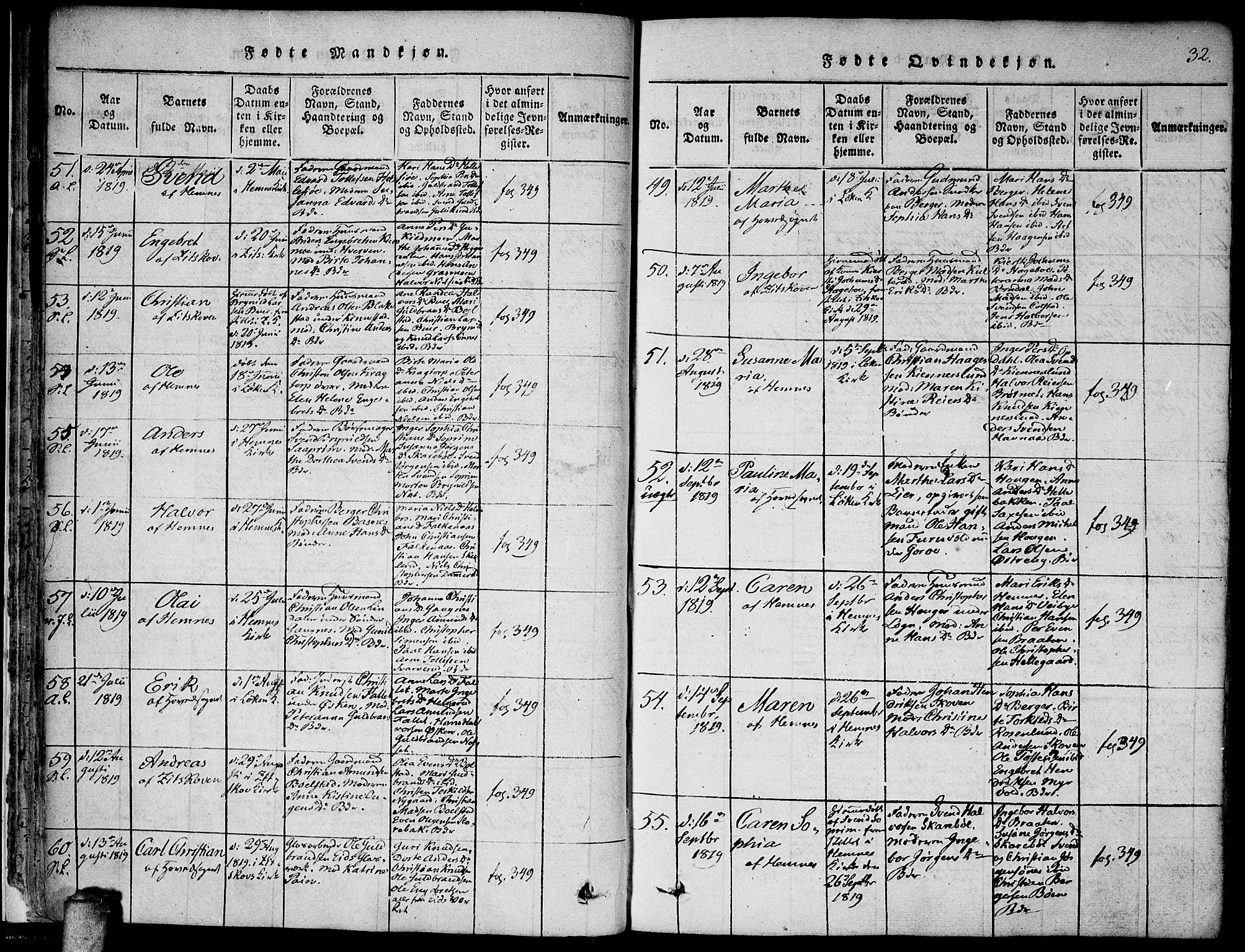 Høland prestekontor Kirkebøker, AV/SAO-A-10346a/F/Fa/L0007: Parish register (official) no. I 7, 1814-1827, p. 32