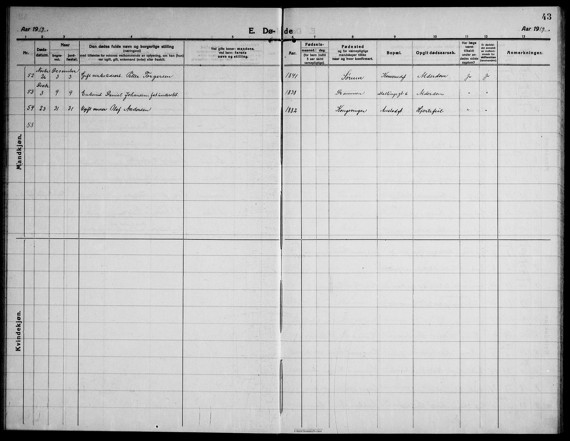 Strømsø kirkebøker, AV/SAKO-A-246/F/Fa/L0028: Parish register (official) no. I 29, 1914-1937, p. 43