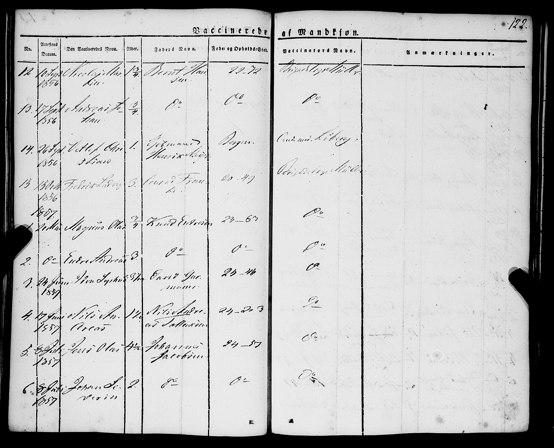 Korskirken sokneprestembete, AV/SAB-A-76101/H/Haa/L0050: Parish register (official) no. F 1, 1821-1869, p. 122