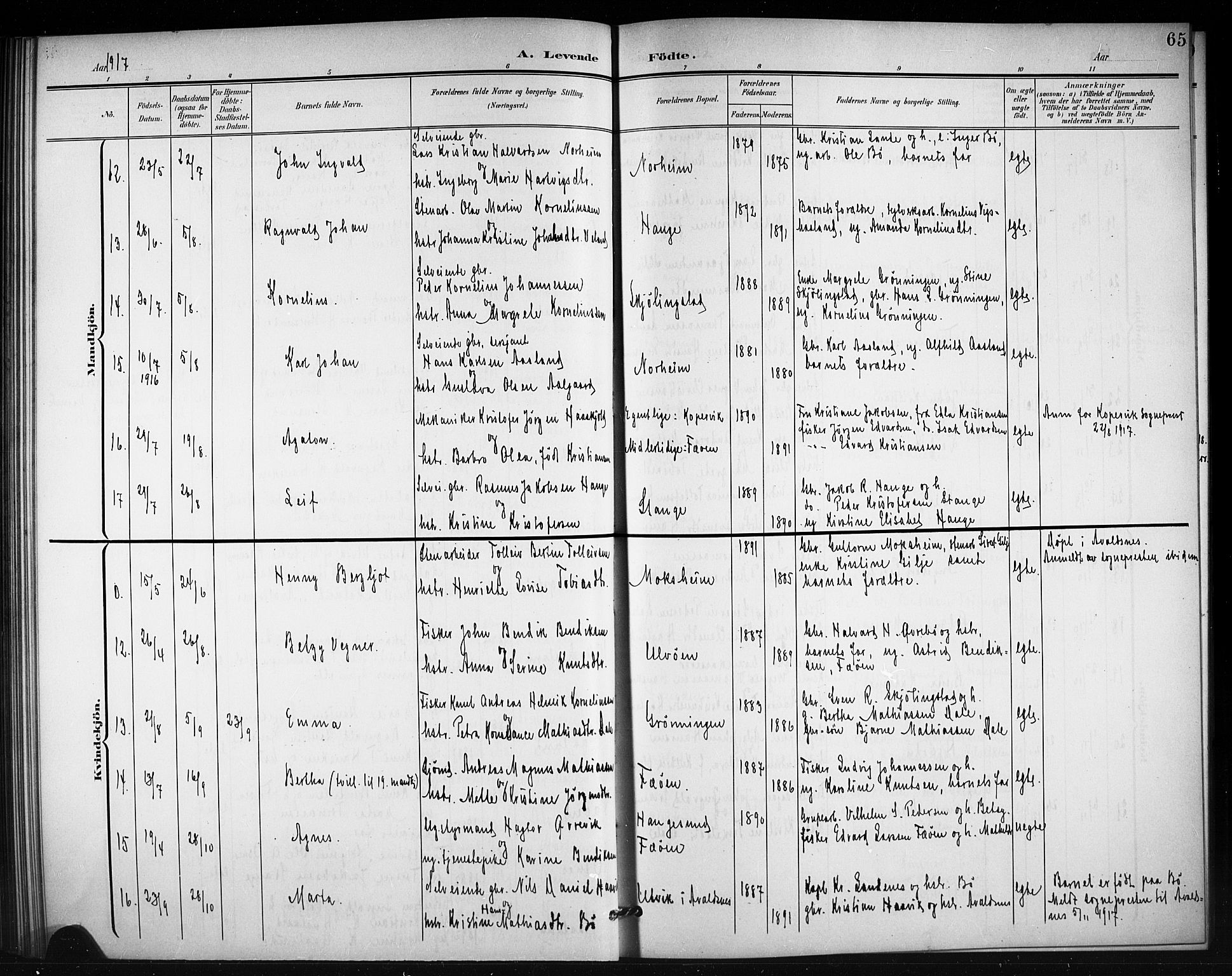 Torvastad sokneprestkontor, AV/SAST-A -101857/H/Ha/Hab/L0008: Parish register (copy) no. B 8, 1901-1924, p. 65