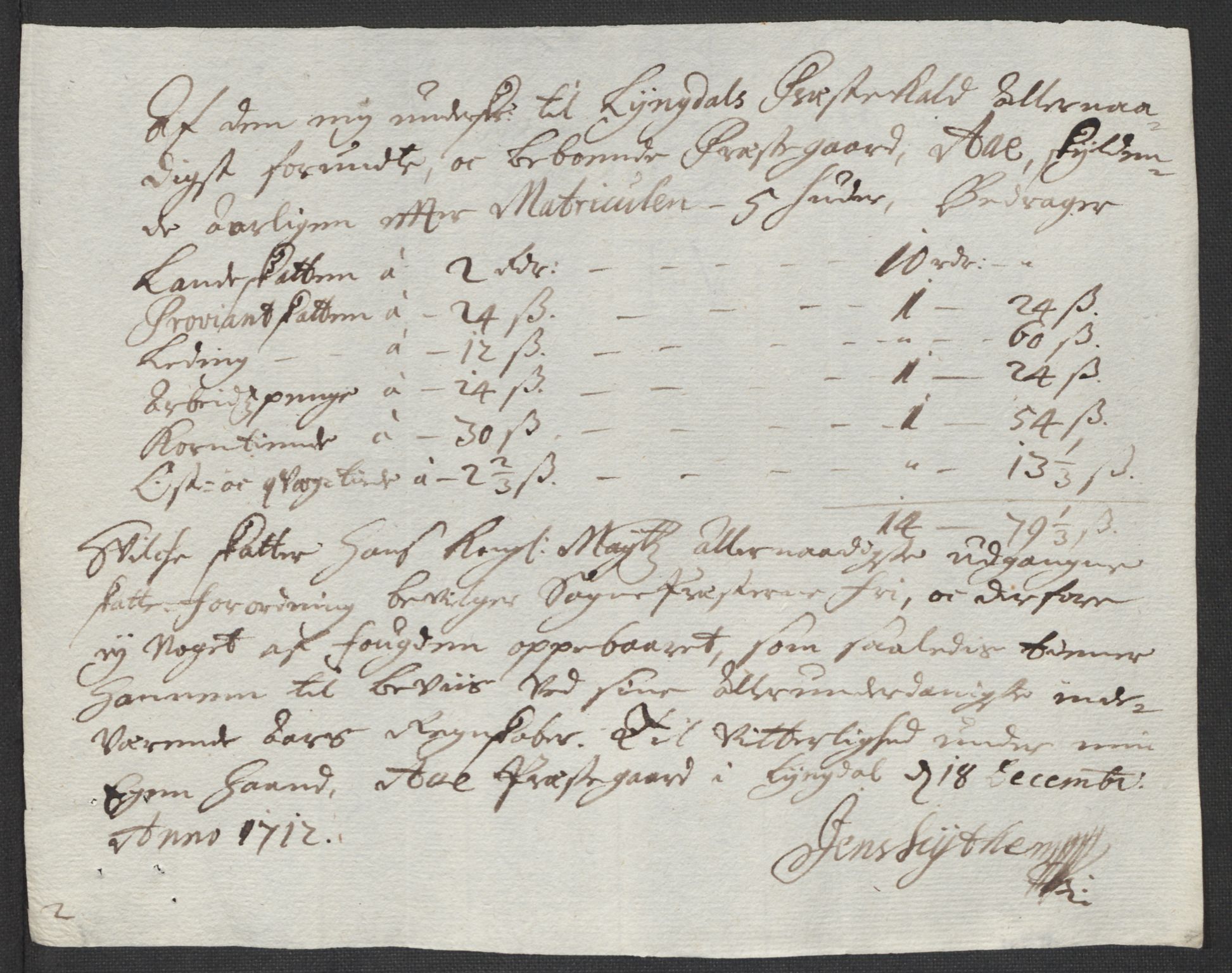 Rentekammeret inntil 1814, Reviderte regnskaper, Fogderegnskap, RA/EA-4092/R43/L2555: Fogderegnskap Lista og Mandal, 1712, p. 201
