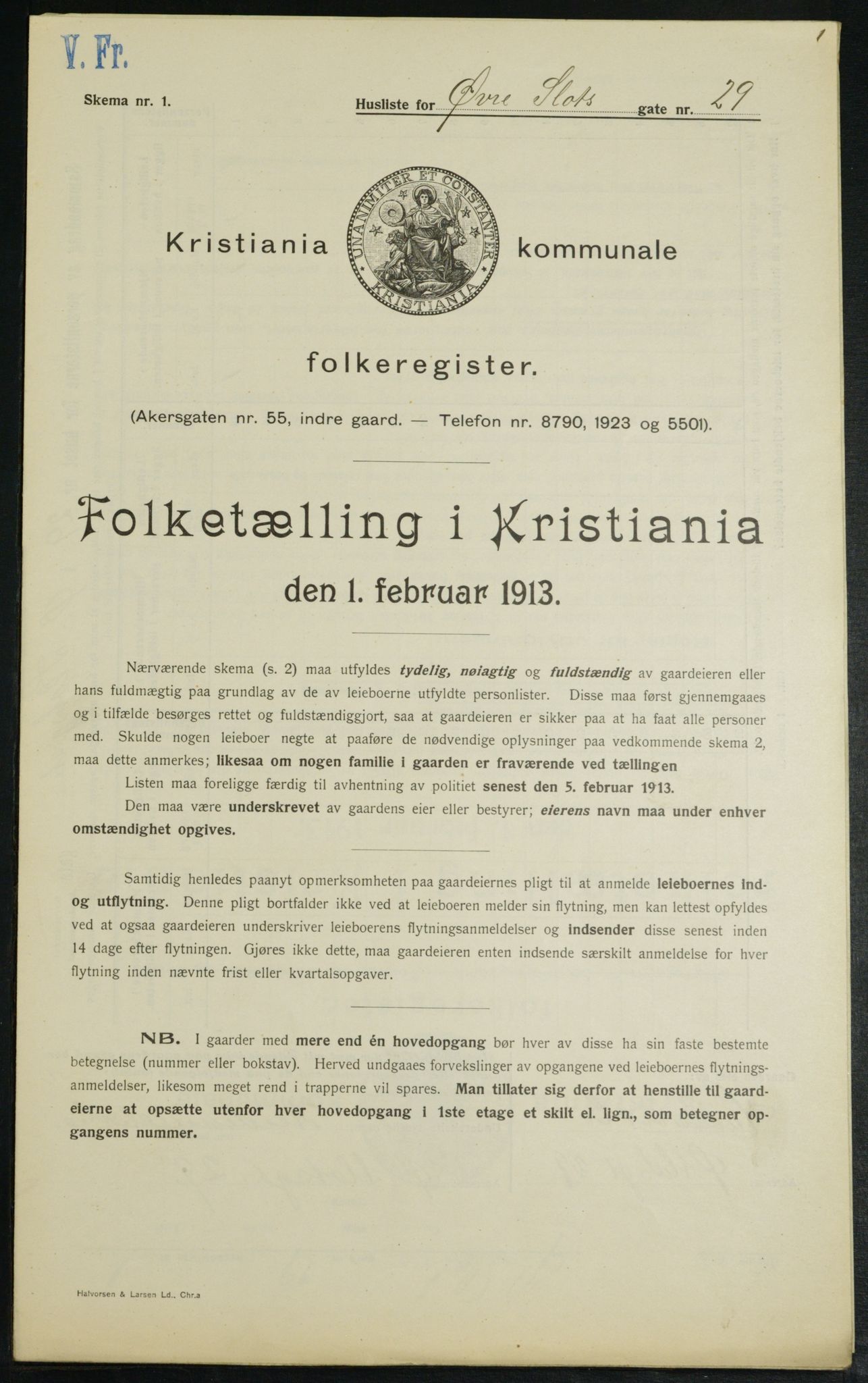 OBA, Municipal Census 1913 for Kristiania, 1913, p. 129920