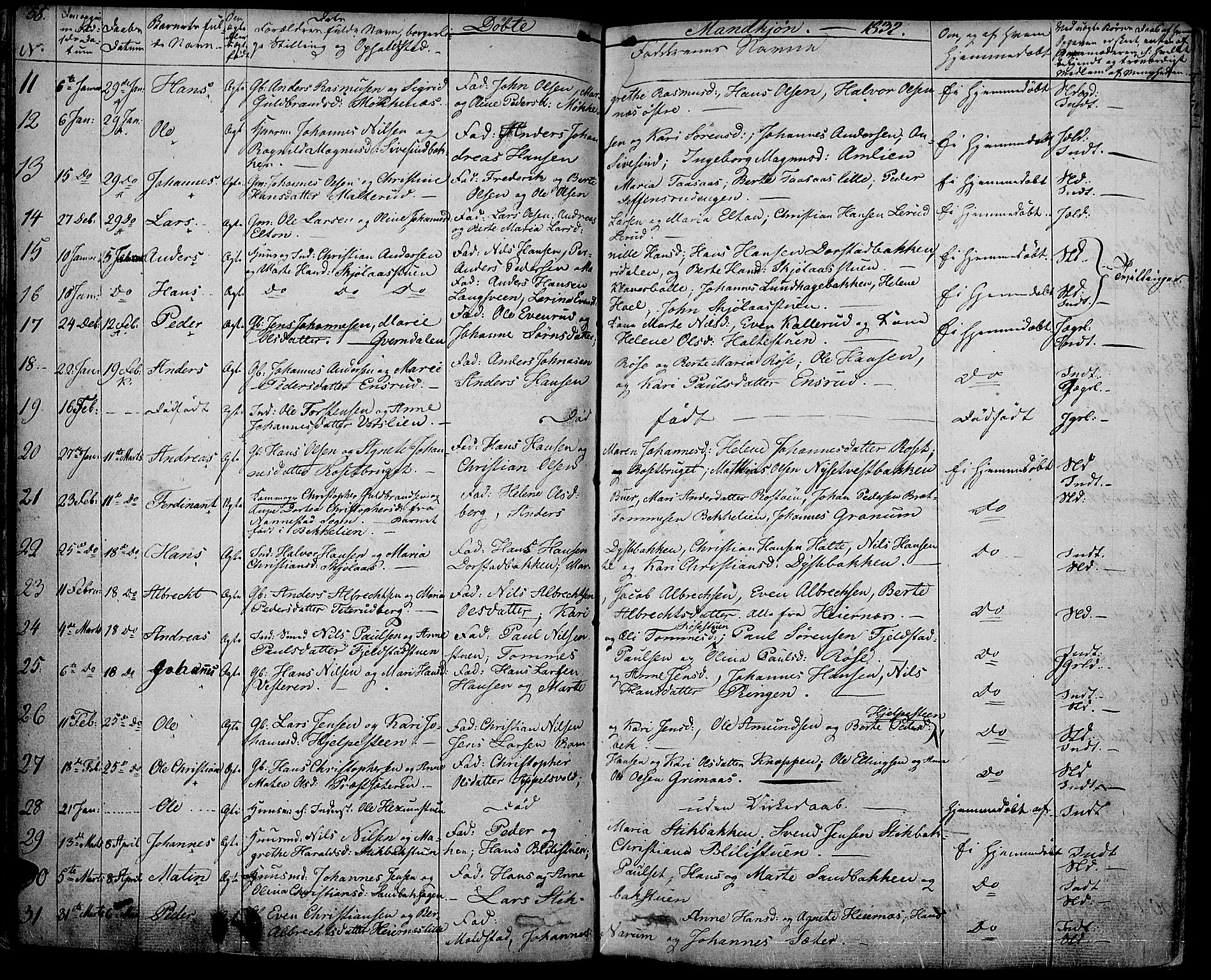 Vestre Toten prestekontor, AV/SAH-PREST-108/H/Ha/Haa/L0002: Parish register (official) no. 2, 1825-1837, p. 58