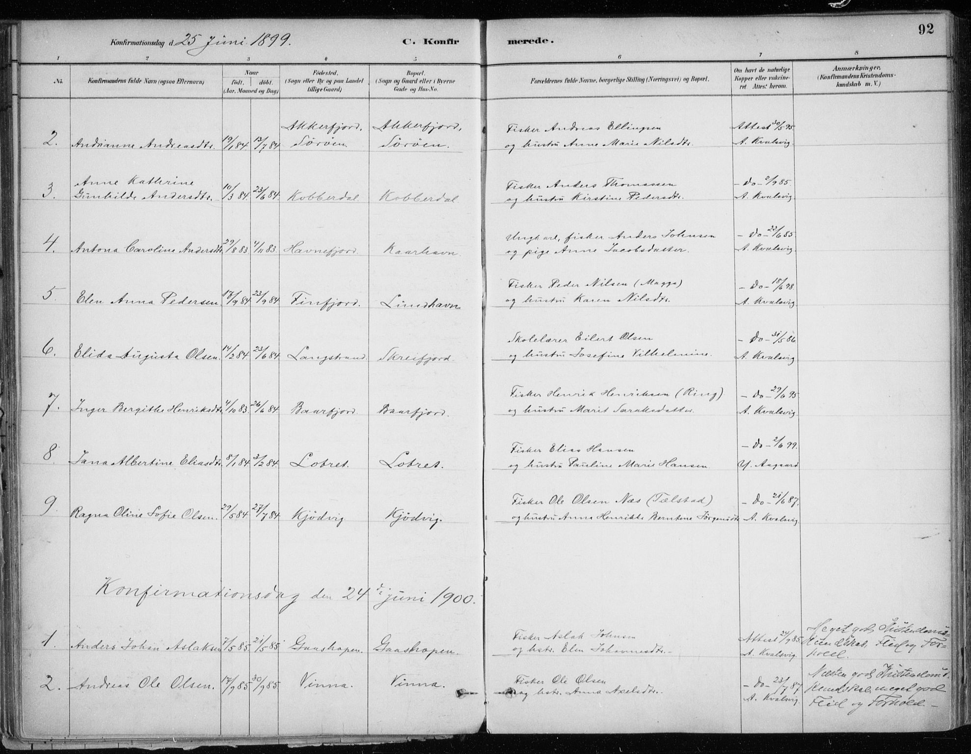 Hammerfest sokneprestkontor, SATØ/S-1347/H/Ha/L0013.kirke: Parish register (official) no. 13, 1898-1917, p. 92