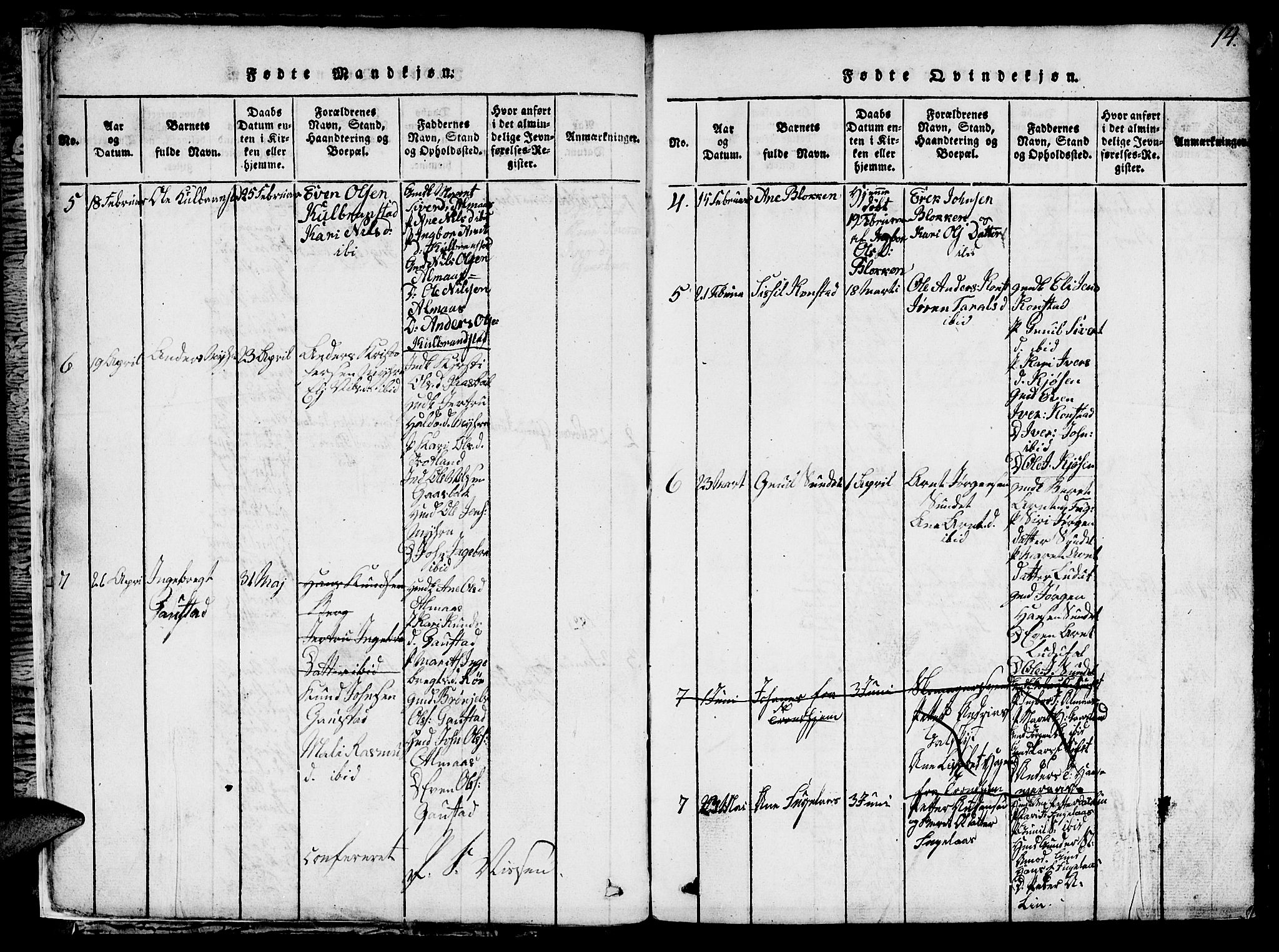 Ministerialprotokoller, klokkerbøker og fødselsregistre - Sør-Trøndelag, SAT/A-1456/694/L1130: Parish register (copy) no. 694C02, 1816-1857, p. 14
